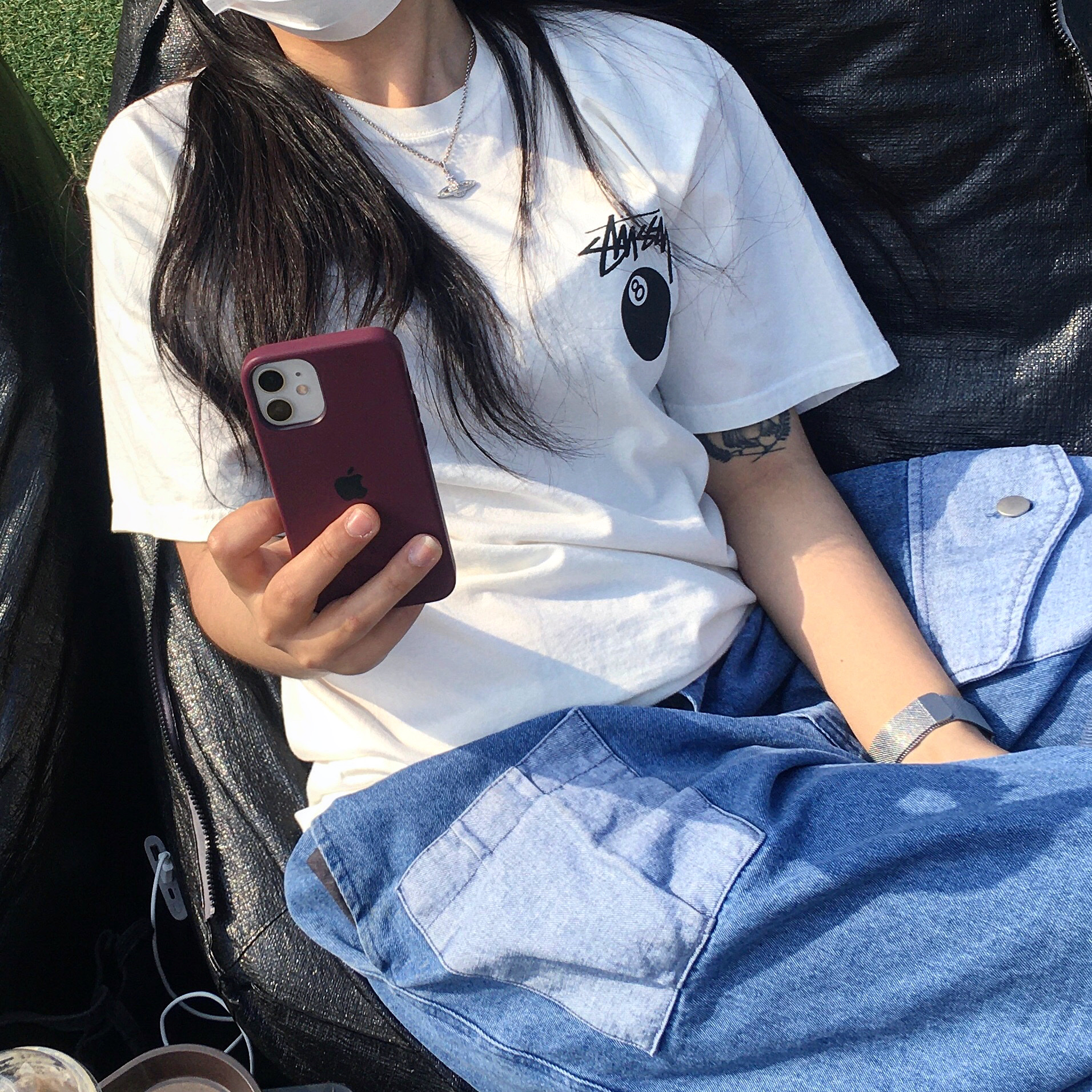 Stussy 8 Ball T-Shirt White - 21SS 착용 스타일