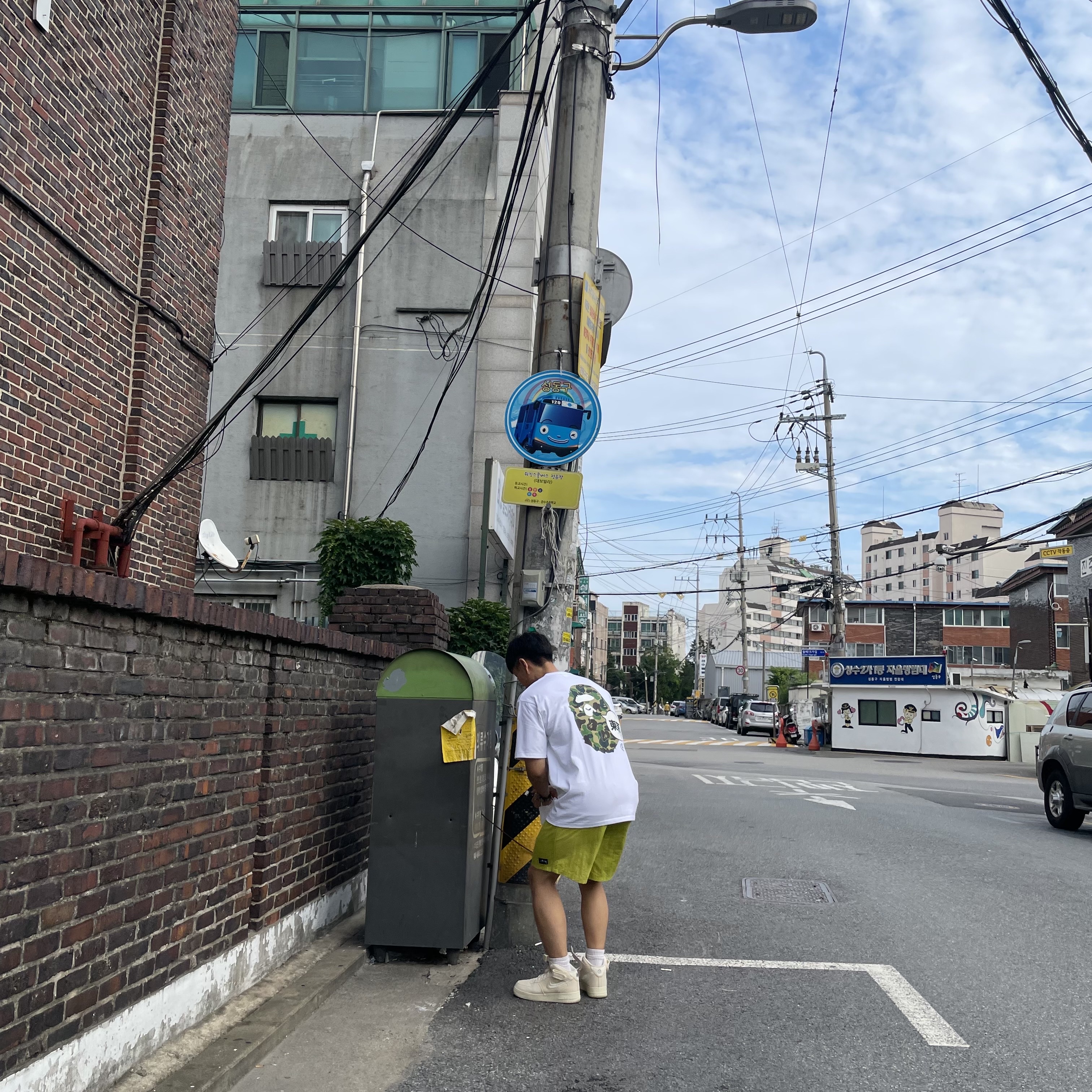 Nike x Stussy Air Force 1 '07 Mid SP Fossil, Stussy Wave Dye Nylon Shorts Slime 착용 스타일