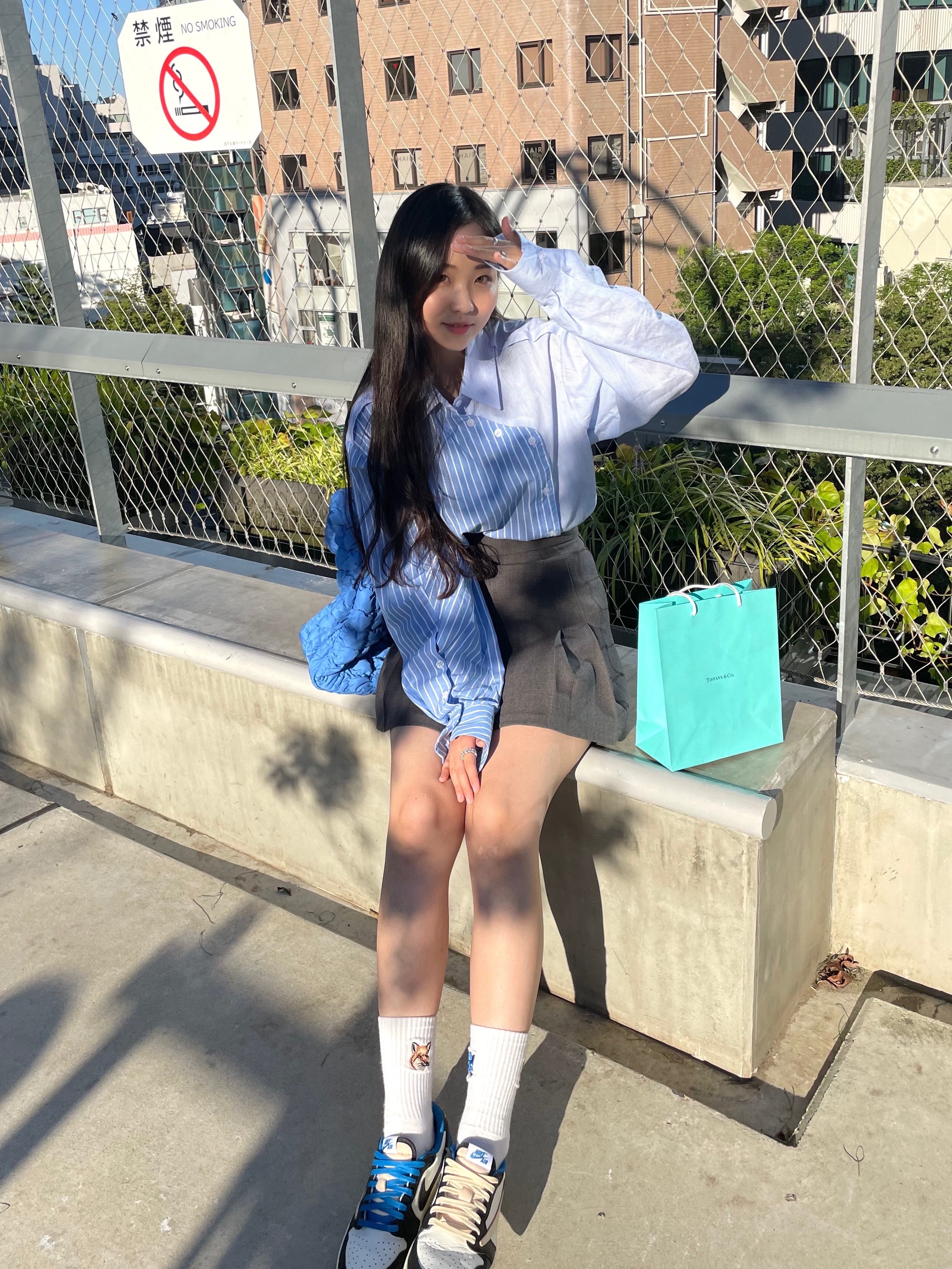 Jordan 1 x Travis Scott x Fragment Retro Low OG SP Military Blue 착용 스타일