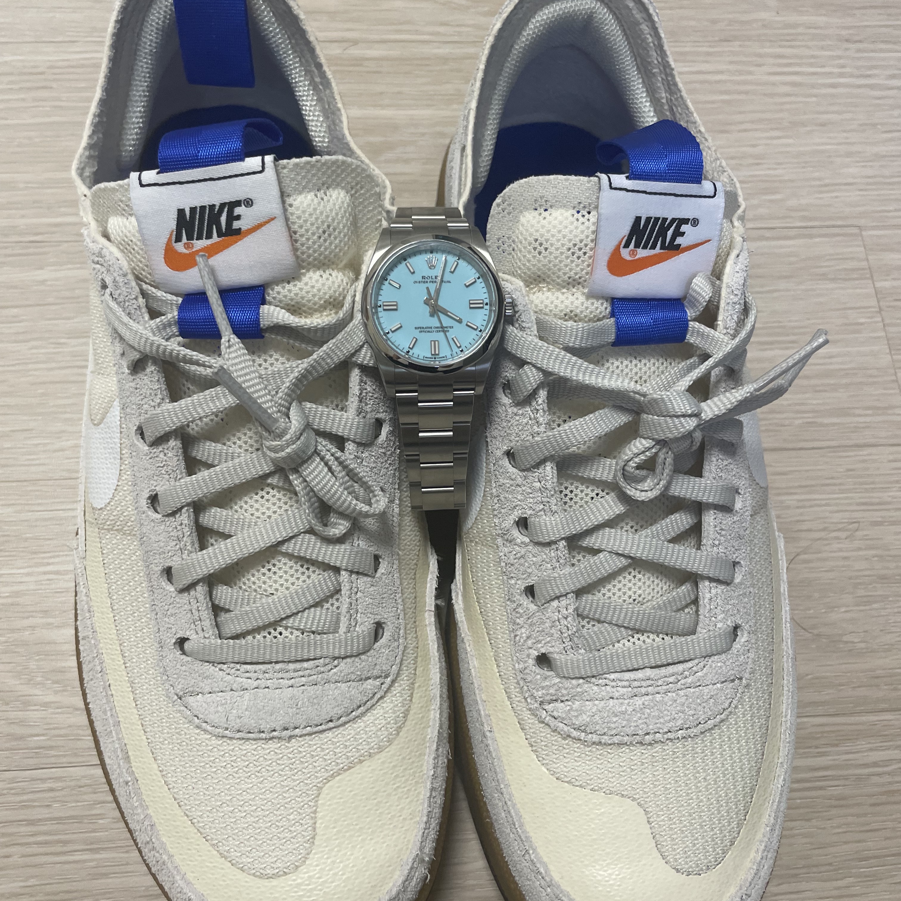 Nike x Tom Sachs General Purpose Shoe Light Cream, Rolex Oyster Perpetual 36mm 126000 Turquoise Blue Oyster 착용 스타일
