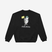 Malbon Golf Caddy Bear Crewneck Sweatshirt Black
