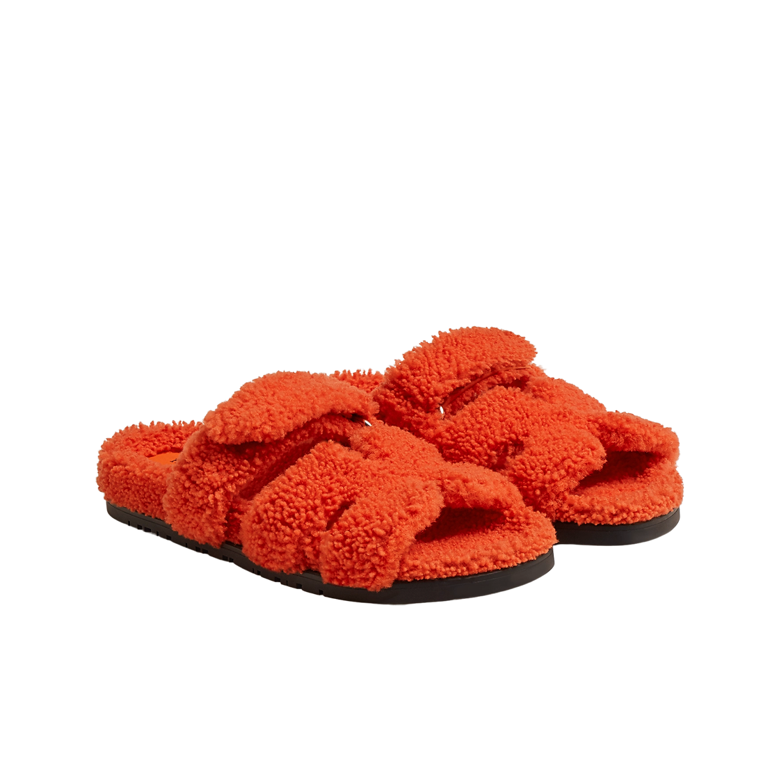 (W) 에르메스 시프레 샌들 울스킨 & 오랑쥬((W) Hermes Chypre Sandal Woolskin & Orange) - 2