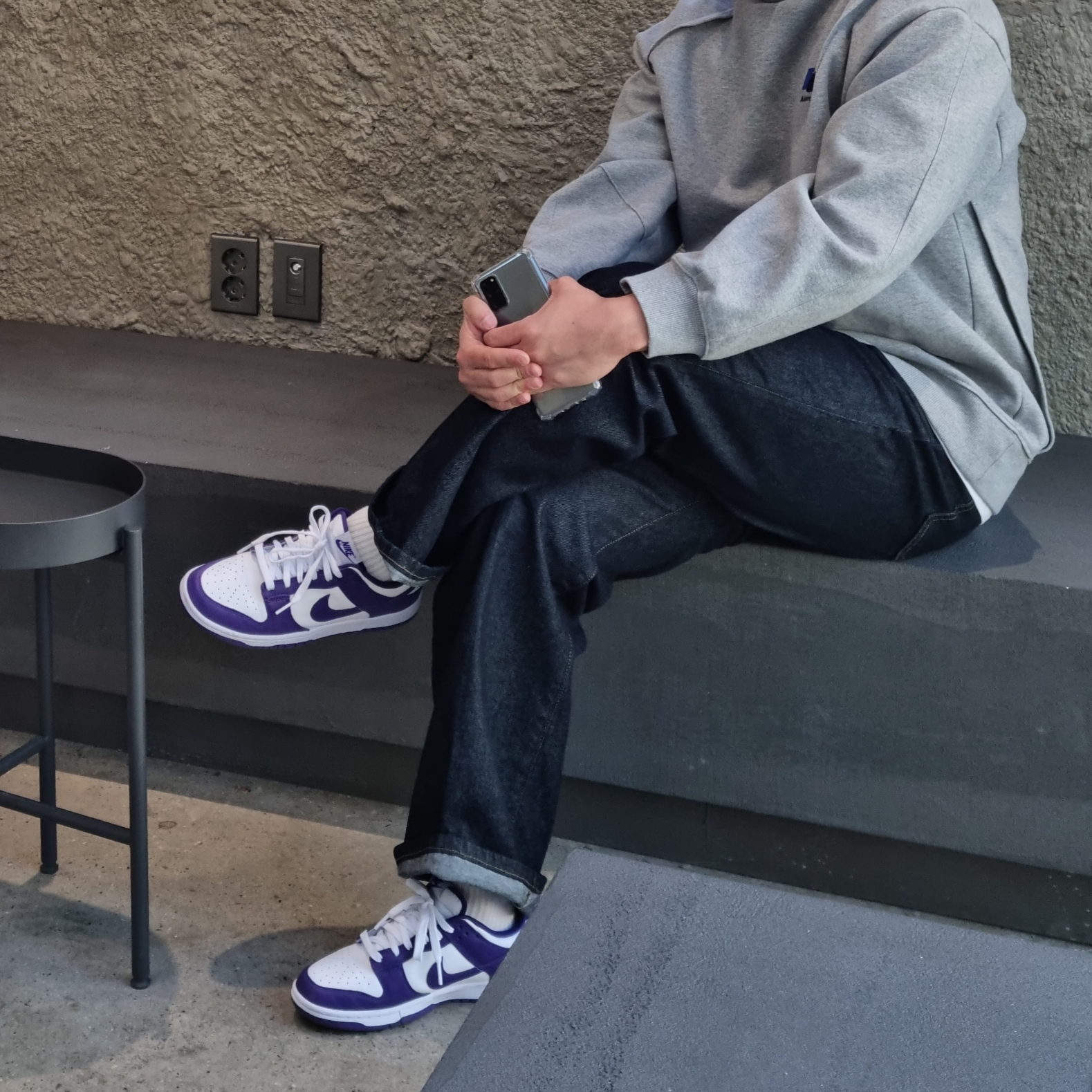Zara x Ader Error Oversize Sweatshirt Grey, Nike Dunk Low Retro Championship Court Purple 착용 스타일
