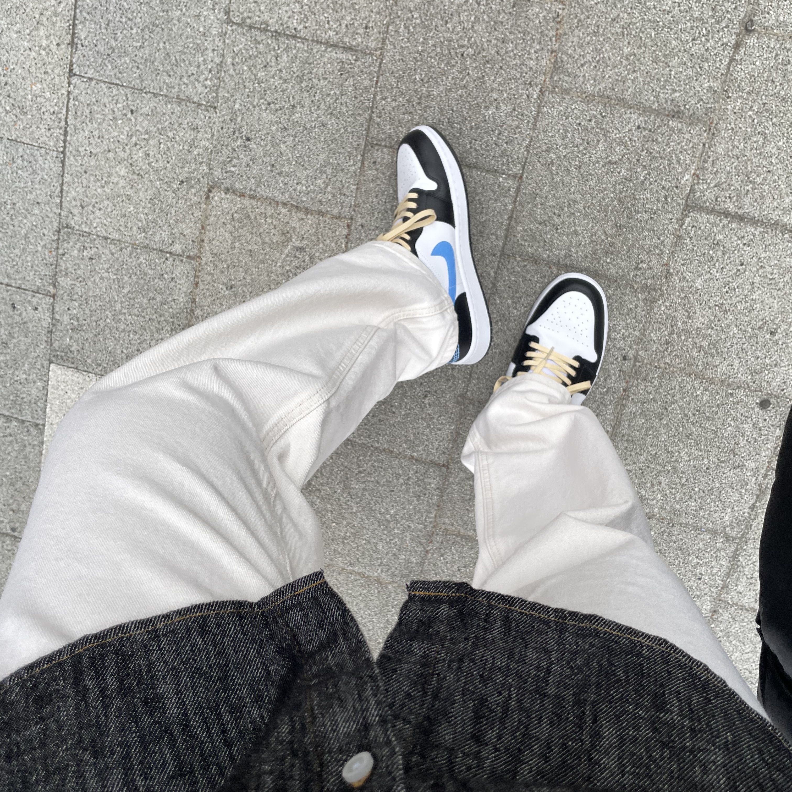 Jordan 1 x Travis Scott x Fragment Retro Low OG SP Military Blue, (W) Jordan 1 Low Black University Blue 착용 스타일 - 1