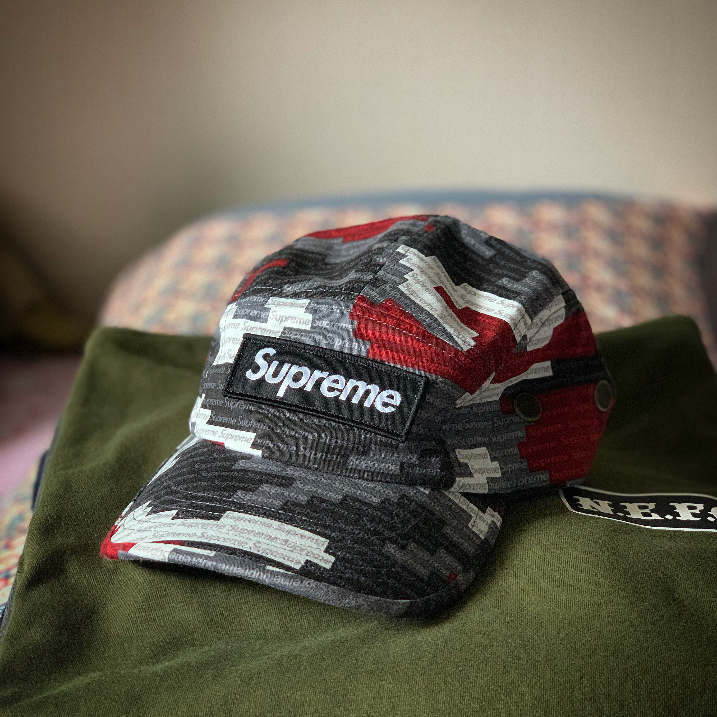 Supreme Military Camp Cap Red Camo - 21SS 착용 스타일