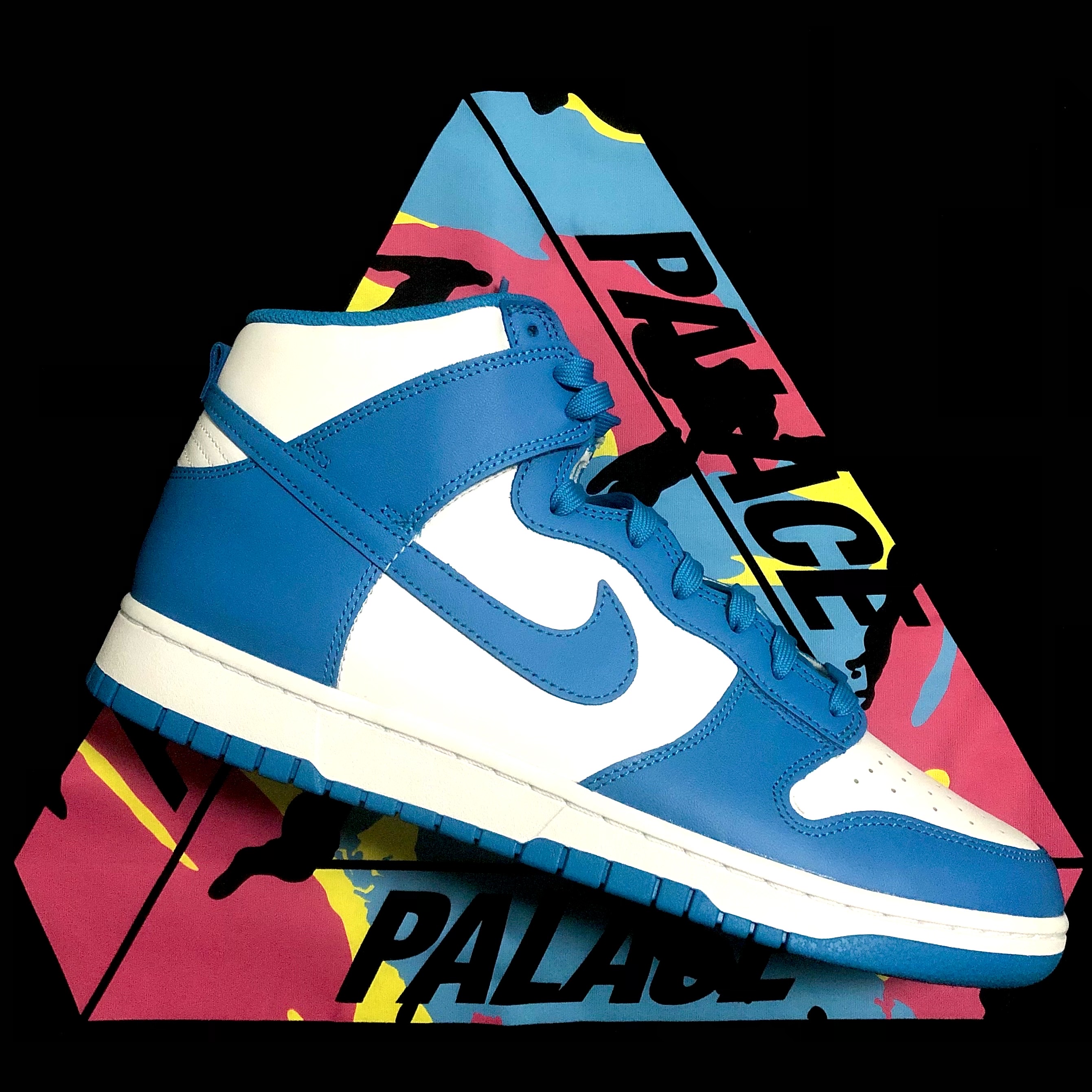 Nike Dunk High Retro Championship Blue, Palace Tri-Camo T-Shirt Black - 20FW 착용 스타일