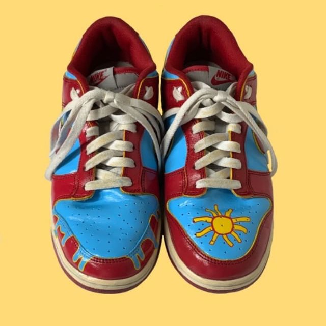 Nike Dunk Low Retro Medium Grey, CDG x Cactus Plant Flea Market I'm Okay T-Shirt #2 White 착용 스타일 - 4