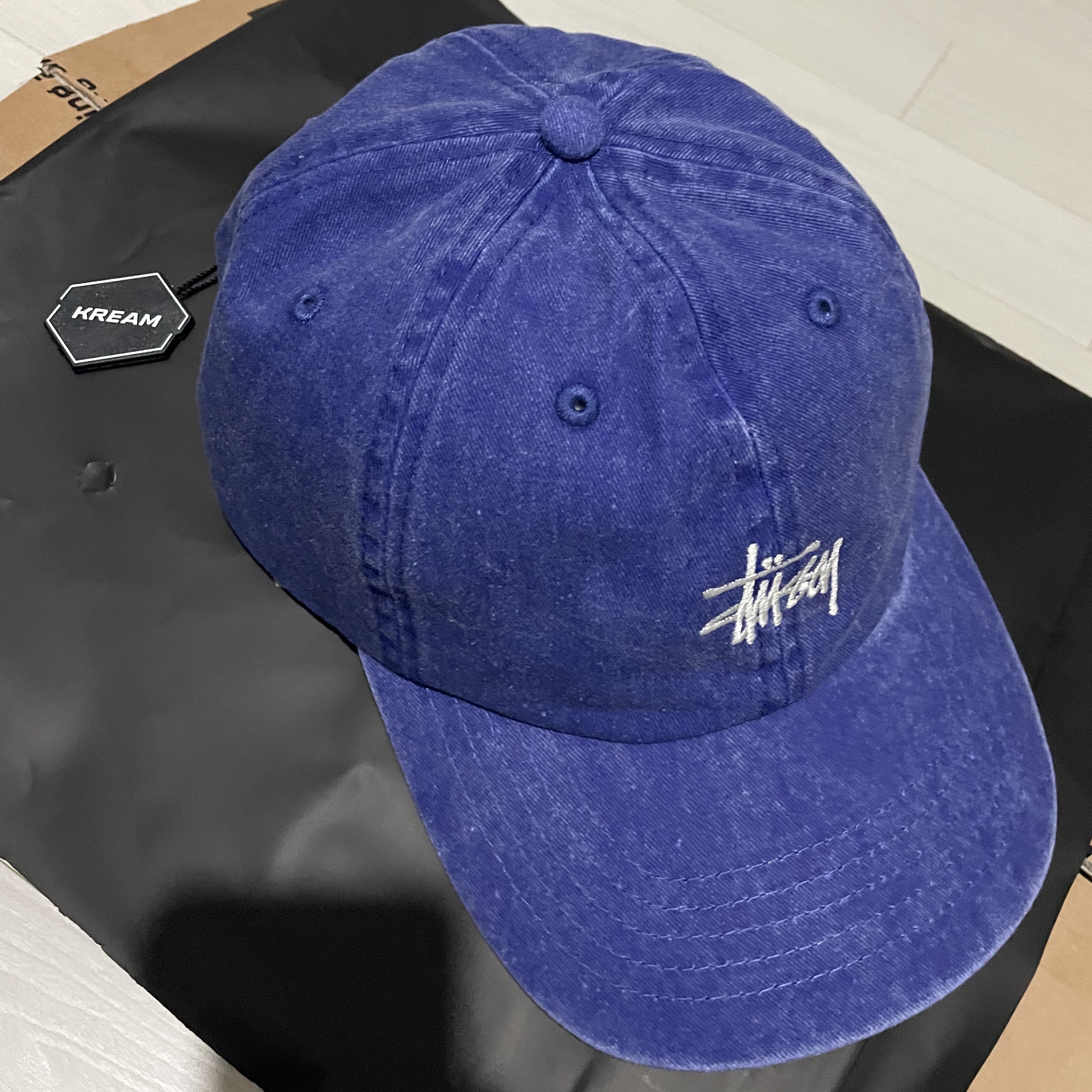 Stussy Washed Stock Low Pro Cap Blue 착용 스타일
