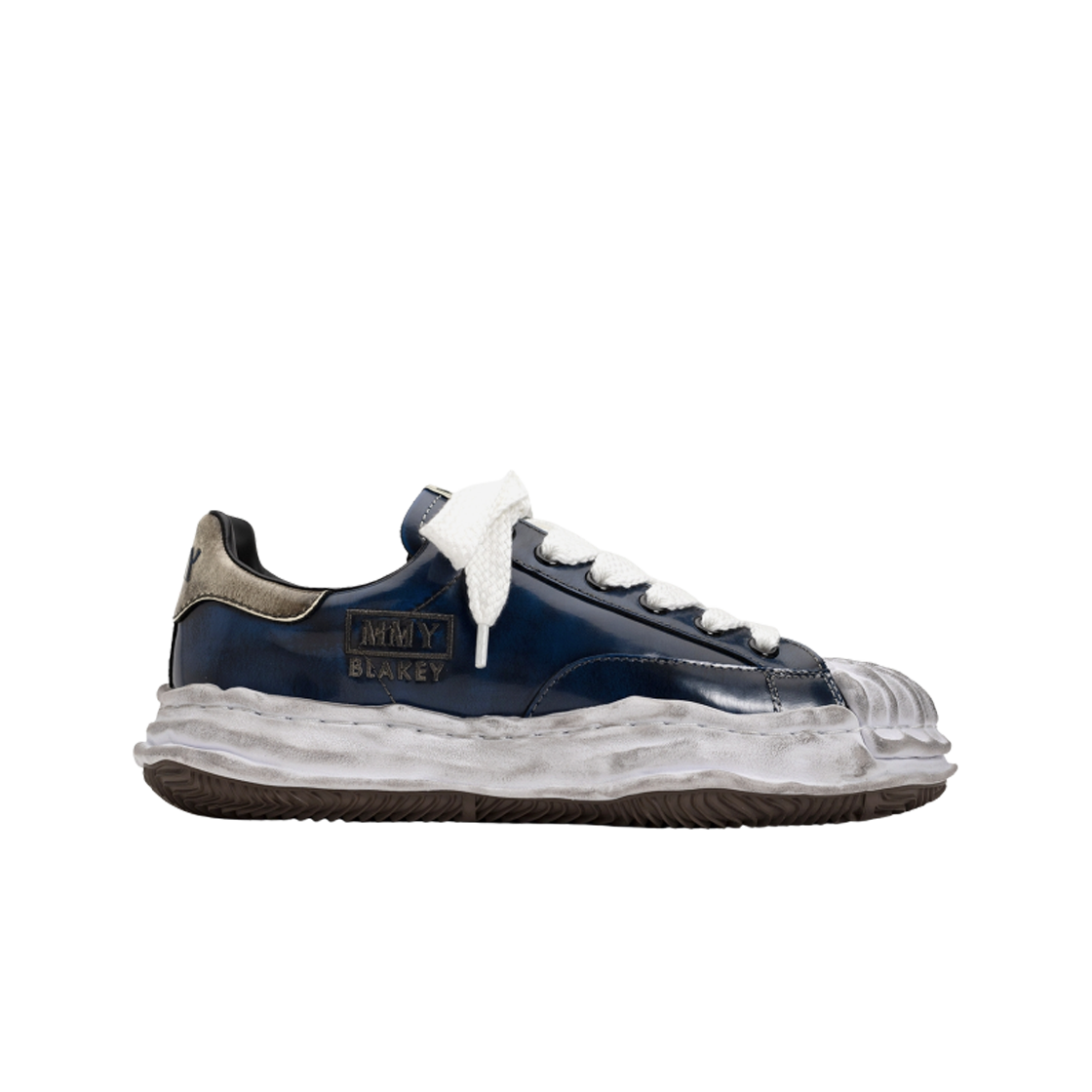 메종 미하라 야스히로 블레이키 OG 솔 브러쉬드 페이턴트 로우탑 스니커즈 블루(Maison Mihara Yasuhiro Blakey OG Sole Brushed Patent Low-top Sneakers Blue) - 1