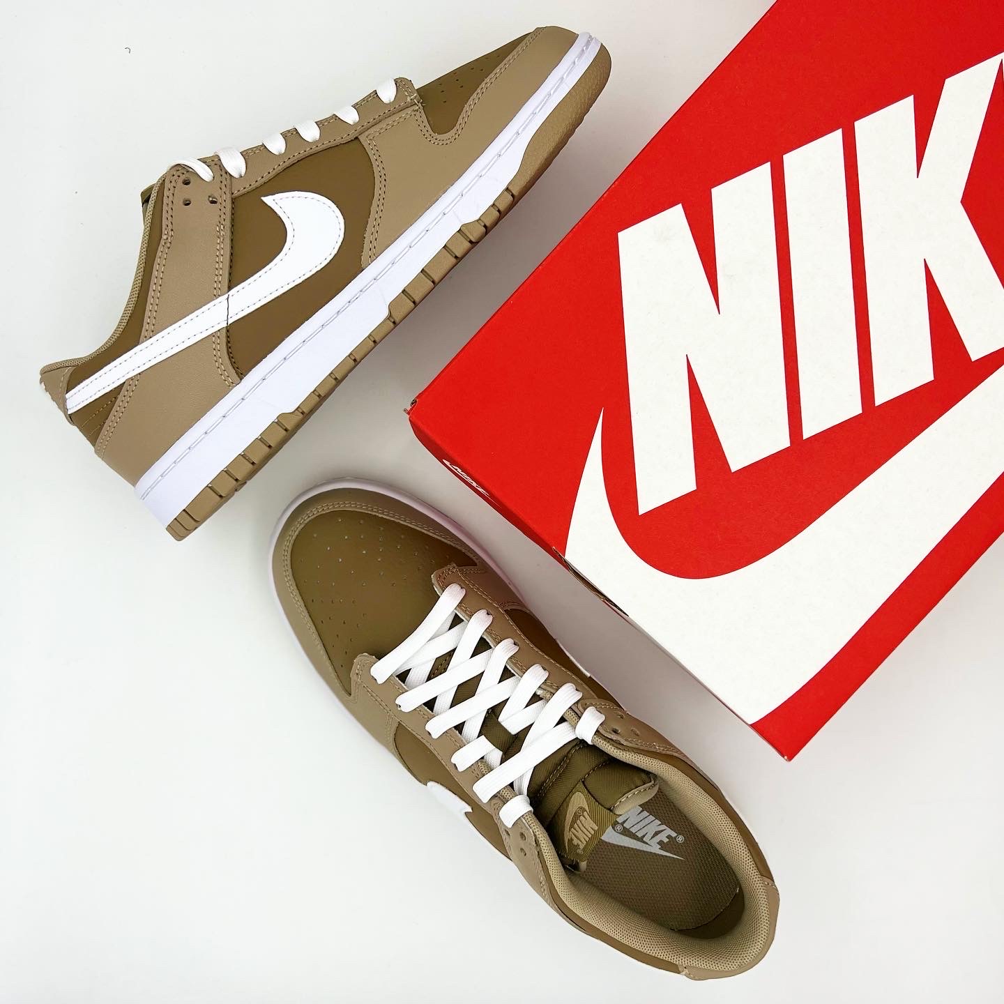 Nike Dunk Low Retro Khaki Hazel Rush 착용 스타일 - 5