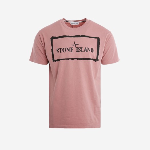 스톤 아일랜드 2NS80 스텐실 원 티셔츠 로즈 핑크 - 21SS