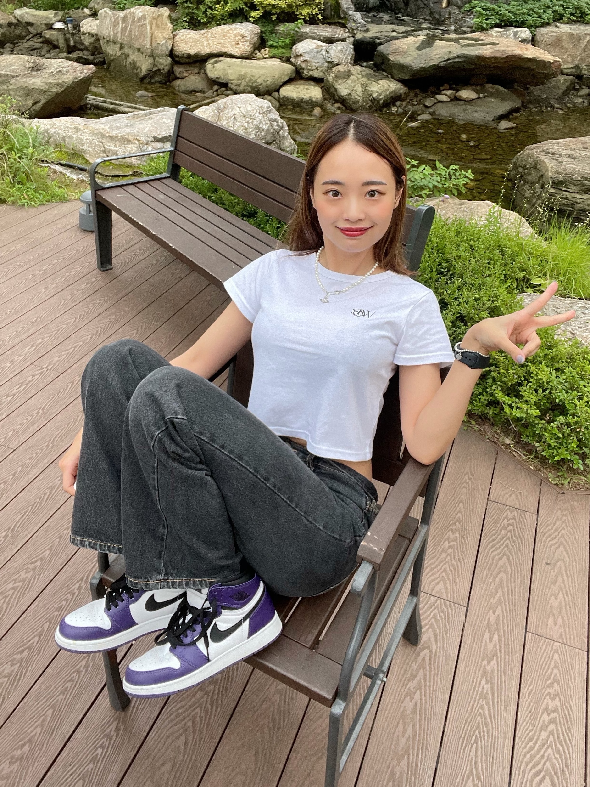 (GS) Jordan 1 Retro High OG Court Purple 2020, Jordan 1 Retro High OG Court Purple 2020 착용 스타일 - 3