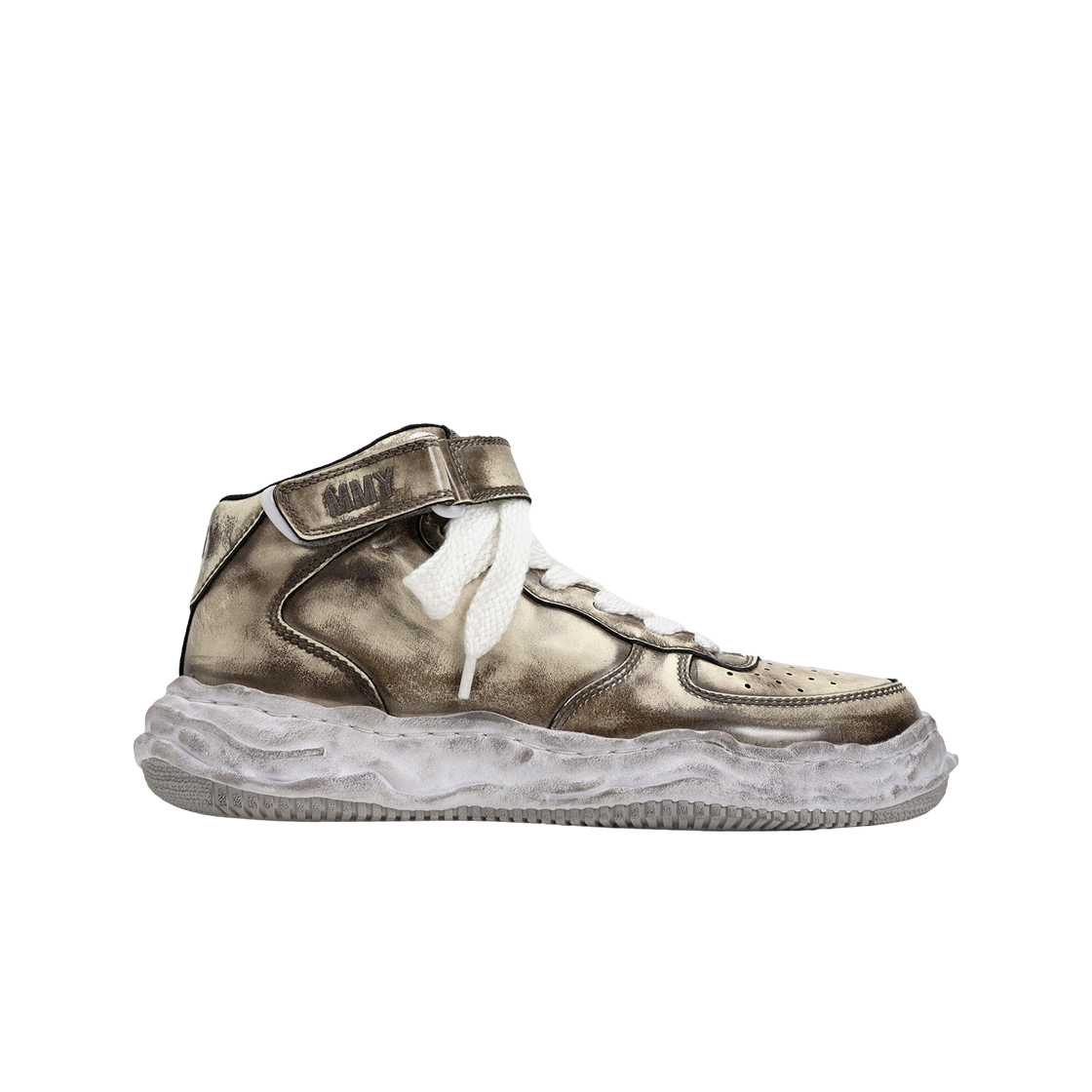 메종 미하라 야스히로 웨인 OG 솔 브러쉬드 페이턴트 하이탑 스니커즈 화이트(Maison Mihara Yasuhiro Wayne OG Sole Brushed Patent High-top Sneakers White) - 1
