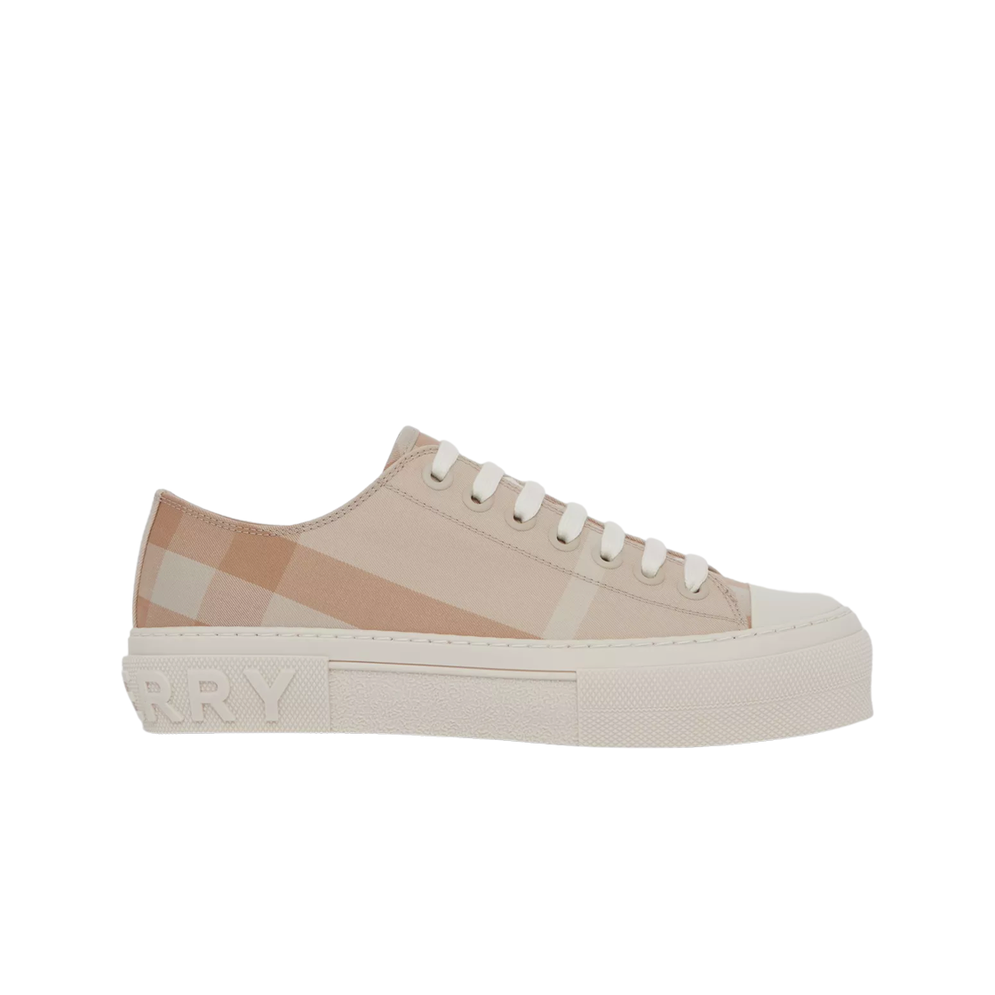 (W) 버버리 체크 코튼 스니커즈 소프트 펀((W) Burberry Check Cotton Sneakers Soft Fawn) - 1