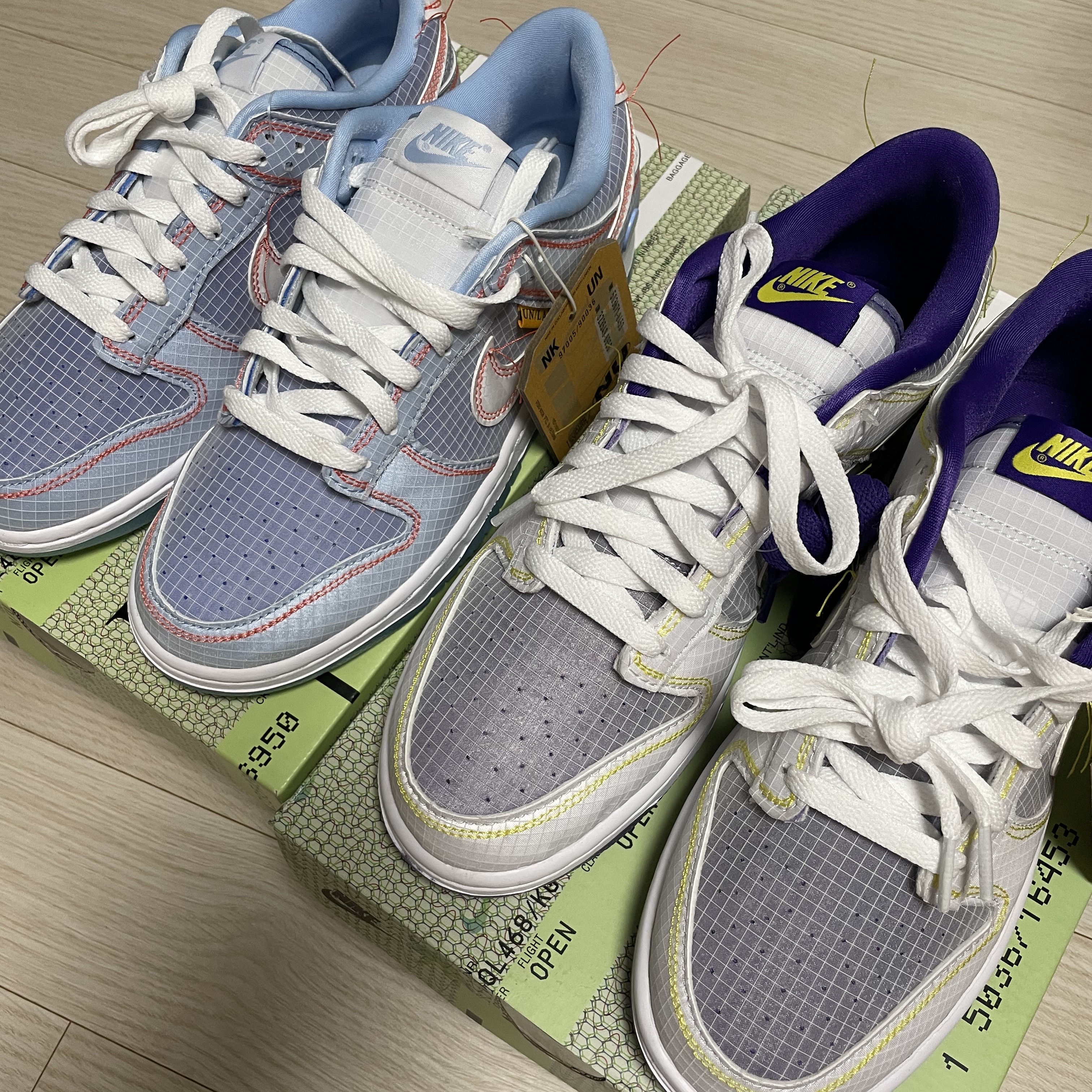 Nike x Union Dunk Low Passport Pack Argon, Nike x Union Dunk Low Passport Pack Court Purple White 착용 스타일