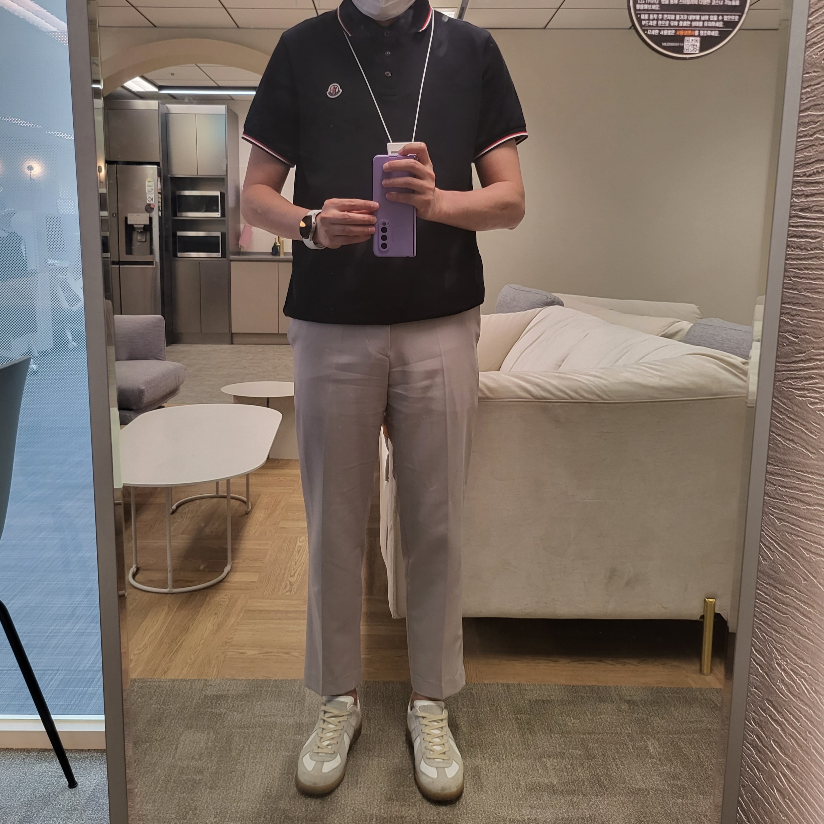 Moncler Logo Tricolor Polo Shirt Navy - 21SS, Maison Margiela Calfskin Replica Sneakers 착용 스타일