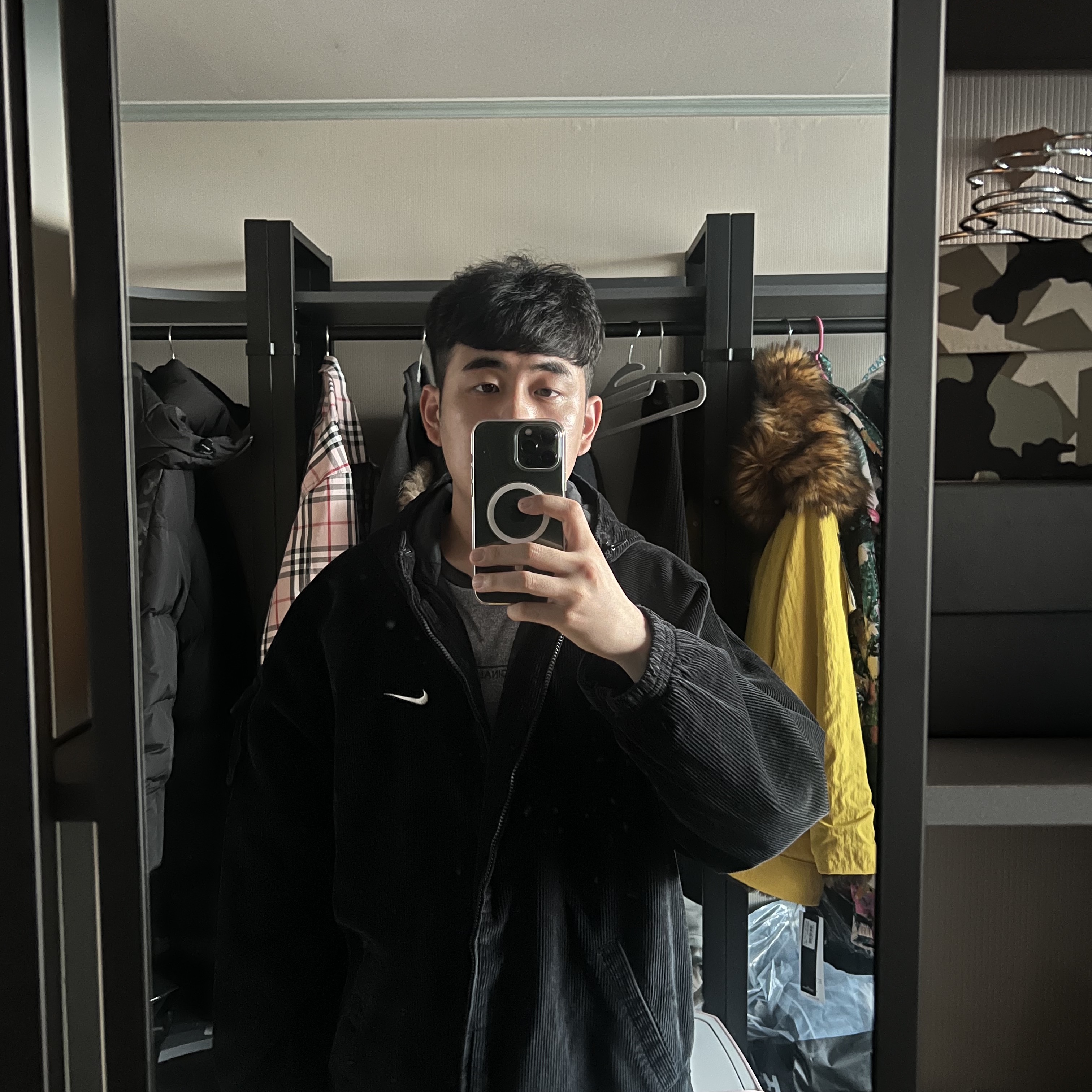 Supreme x Nike Arc Corduroy Hooded Jacket Black - 22SS 착용 스타일