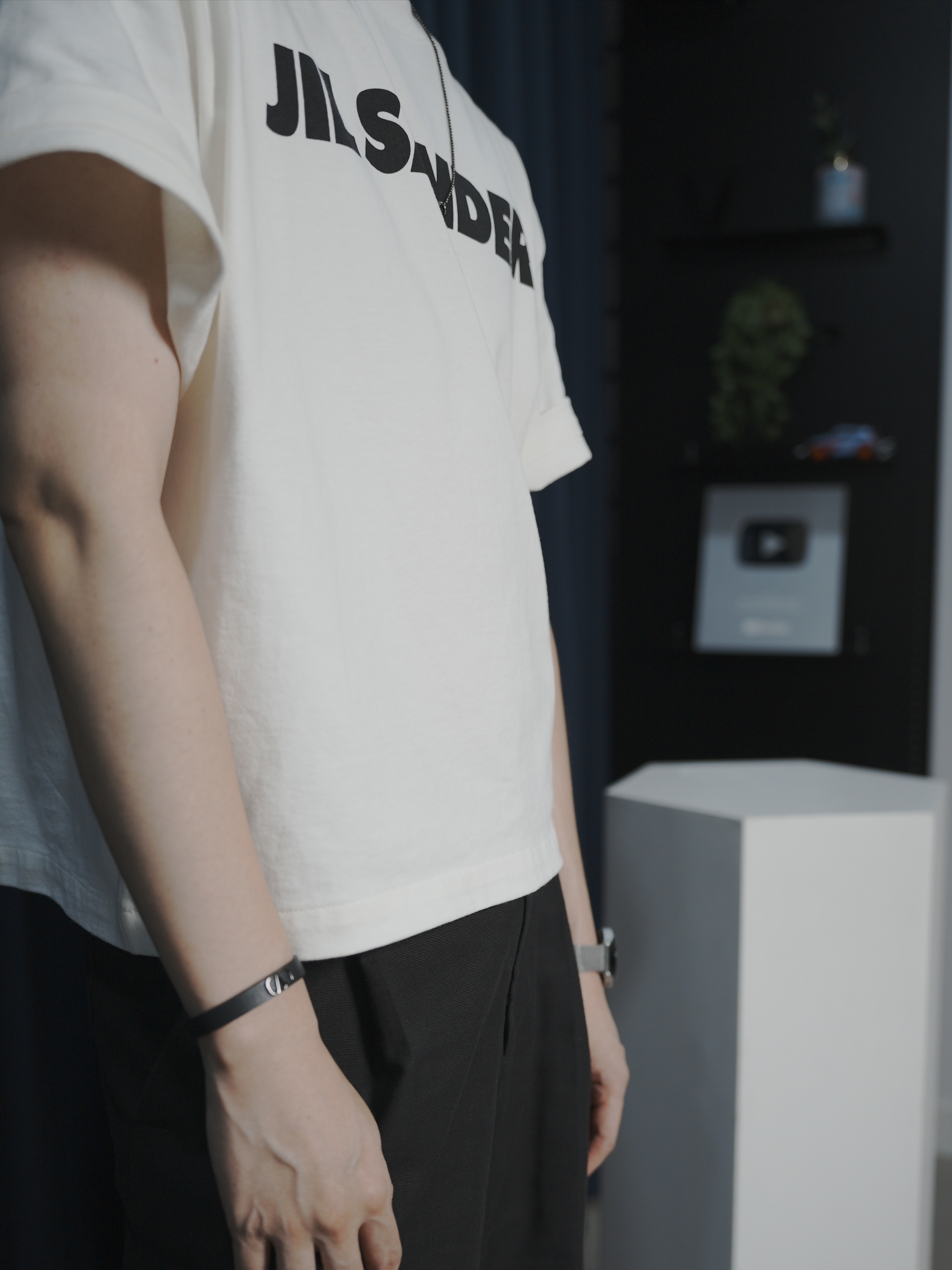 Jil Sander Logo T-Shirt Natural - 22SS 착용 스타일 - 2