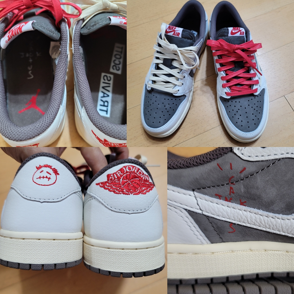 Jordan 1 x Travis Scott Retro Low OG SP Sail and Ridgerock 착용 스타일 - 3