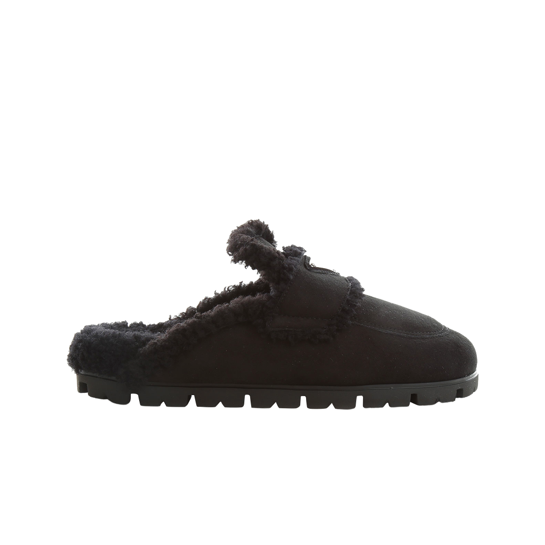 (W) 프라다 셔링 슬리퍼 블랙((W) Prada Shearling Slippers Black) - 1