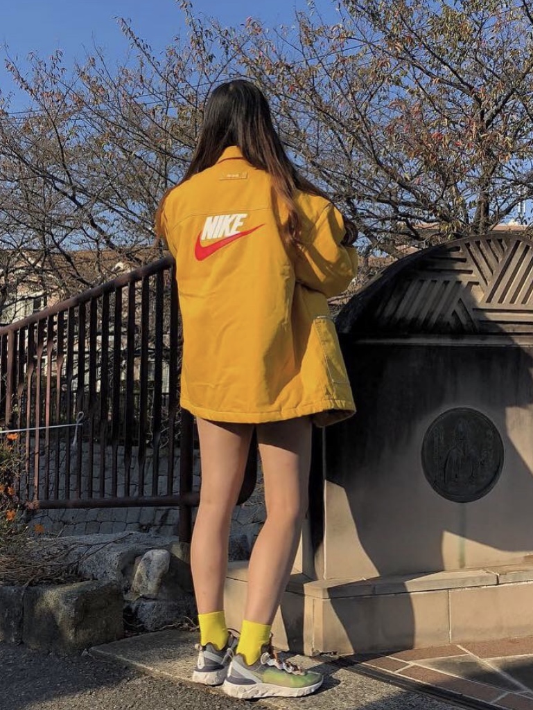 Nike x Undercover React Element 87 Green Mist, Supreme x Nike Double Zip Quilted Work Jacket Mustard - 18FW 착용 스타일