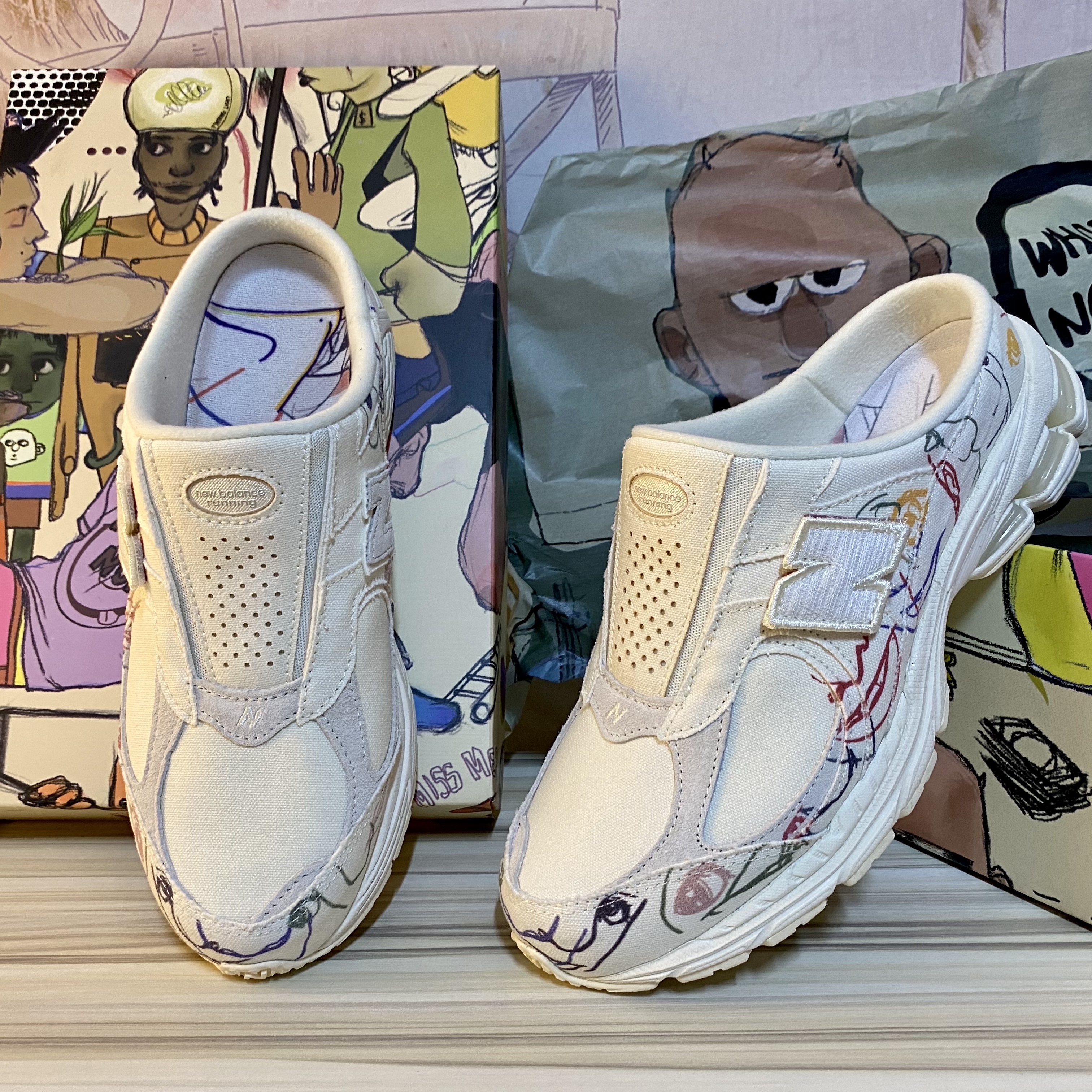 New Balance x Bryant Giles 2002R Mule What Now? 착용 스타일 - 1