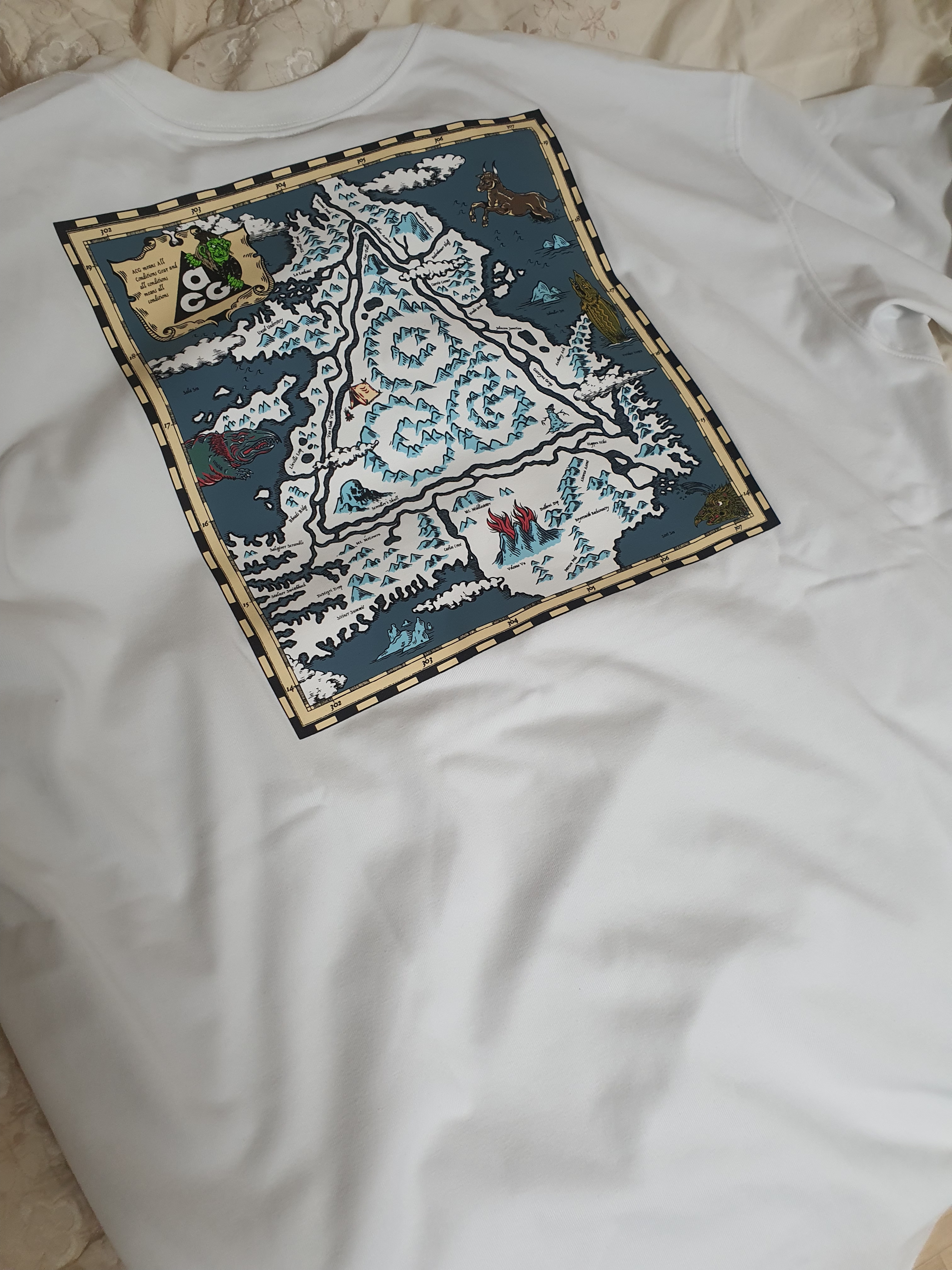 Nike ACG Iceland Map T-Shirt Summit White - US/EU 착용 스타일