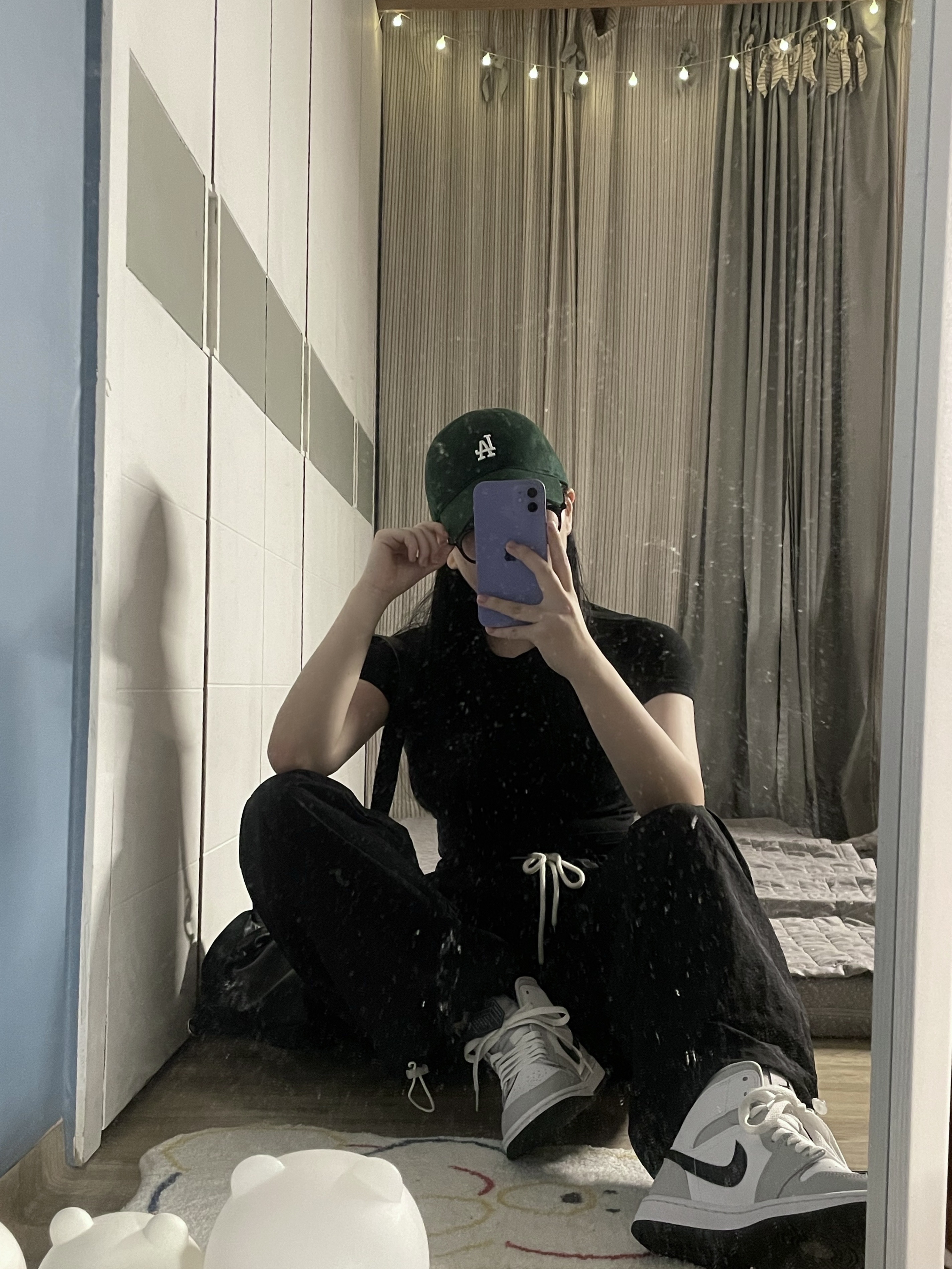 (W) Jordan 1 Mid Grey Fog 착용 스타일 - 3