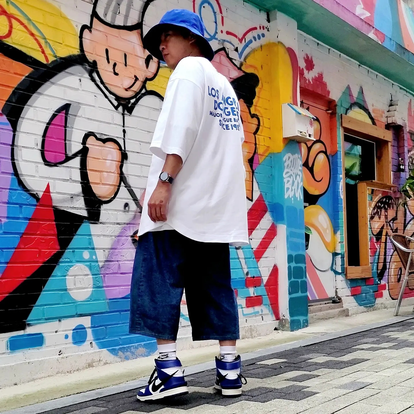 Nike x Ambush Dunk High Deep Royal Blue 착용 스타일 - 1