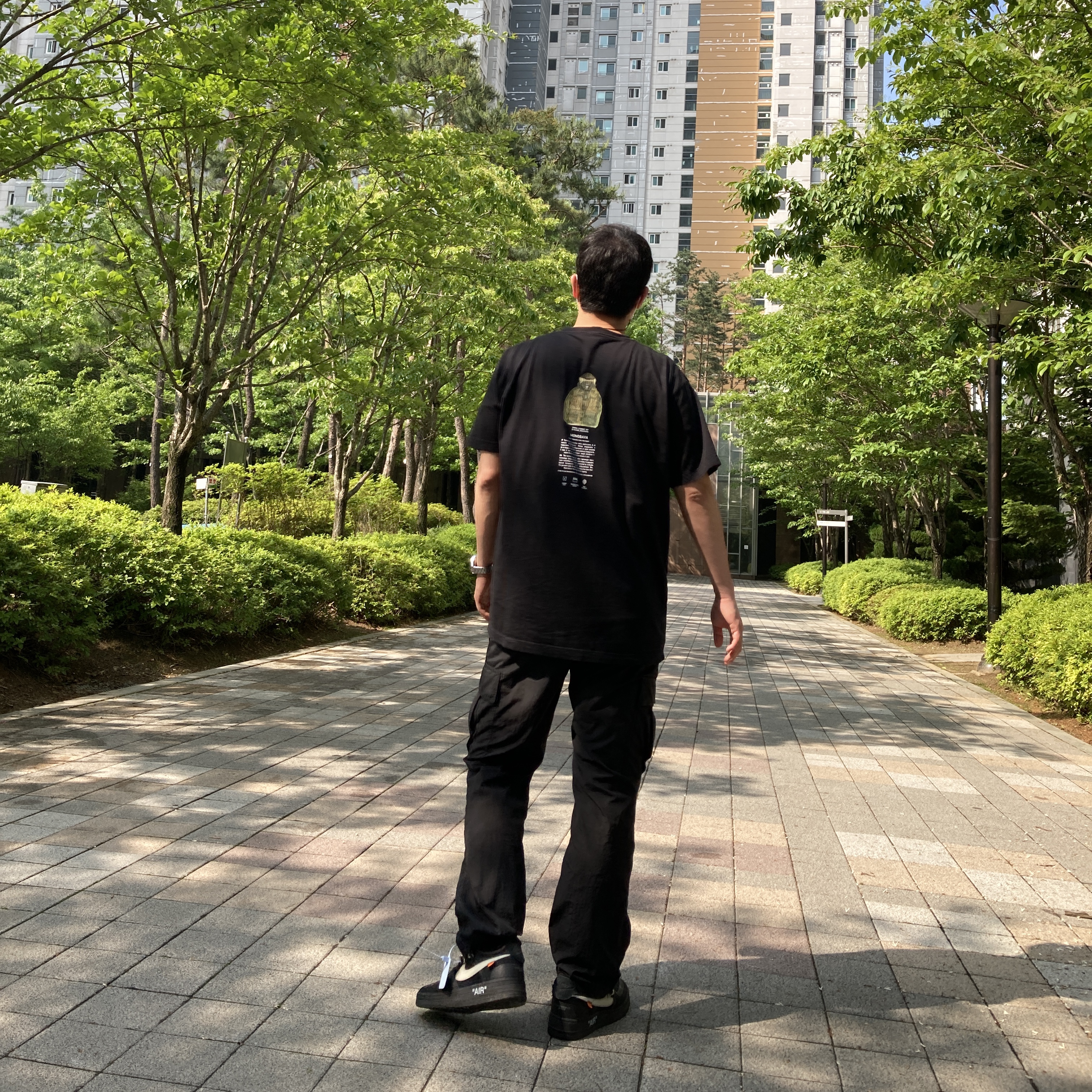 Stone Island 2NS91 Archivio T-Shirt Black - 21SS, Nike x Off-White Air Force 1 Low Black White 착용 스타일