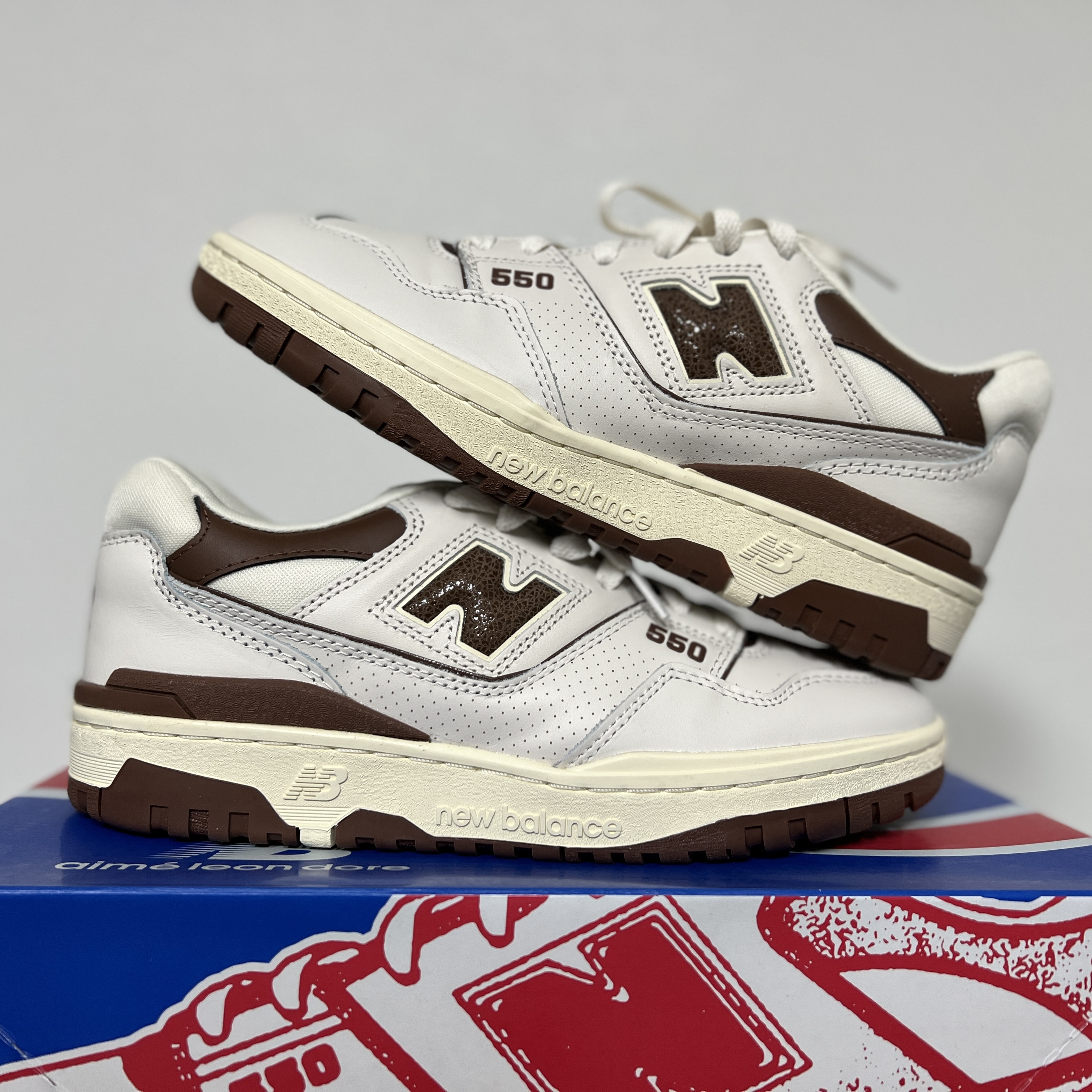 New Balance x Aime Leon Dore 550 Brown 착용 스타일