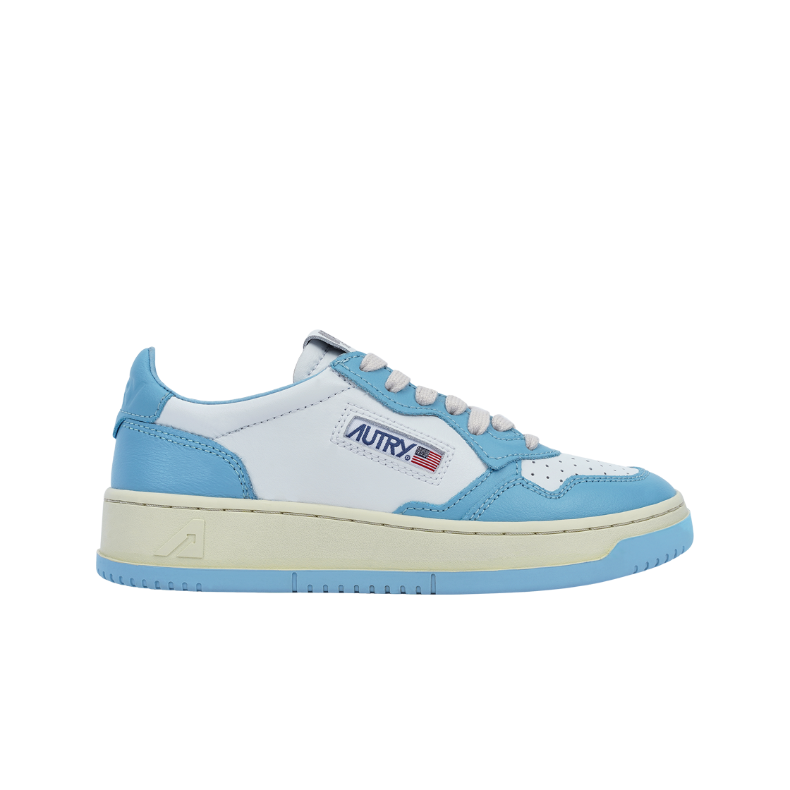 (W) 오트리 메달리스트 로우 레더 스니커즈 라이트 블루 화이트((W) Autry Medalist Low Leather Sneakers Light Blue White)