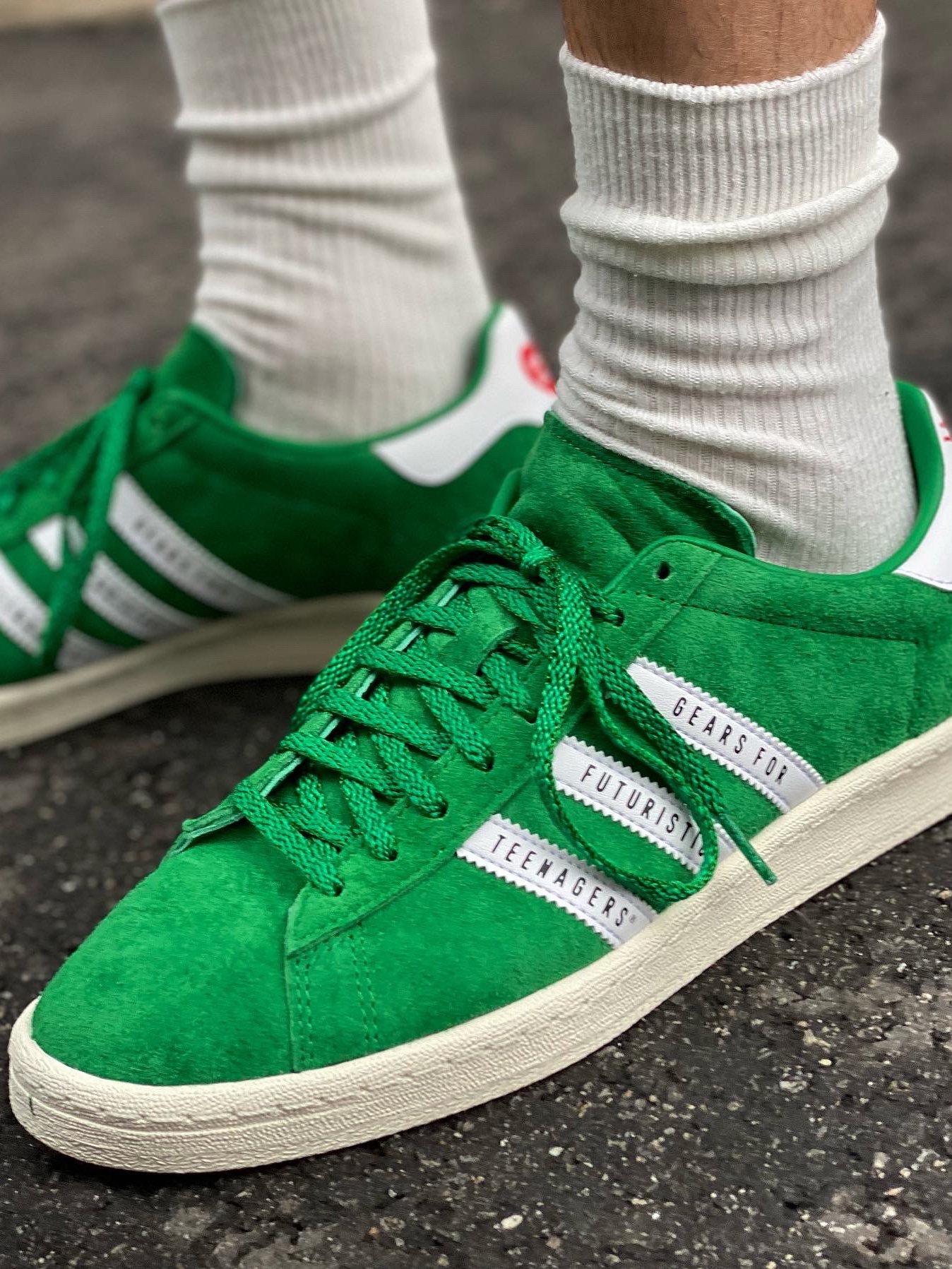 Adidas x Human Made Campus Green 착용 스타일 - 4
