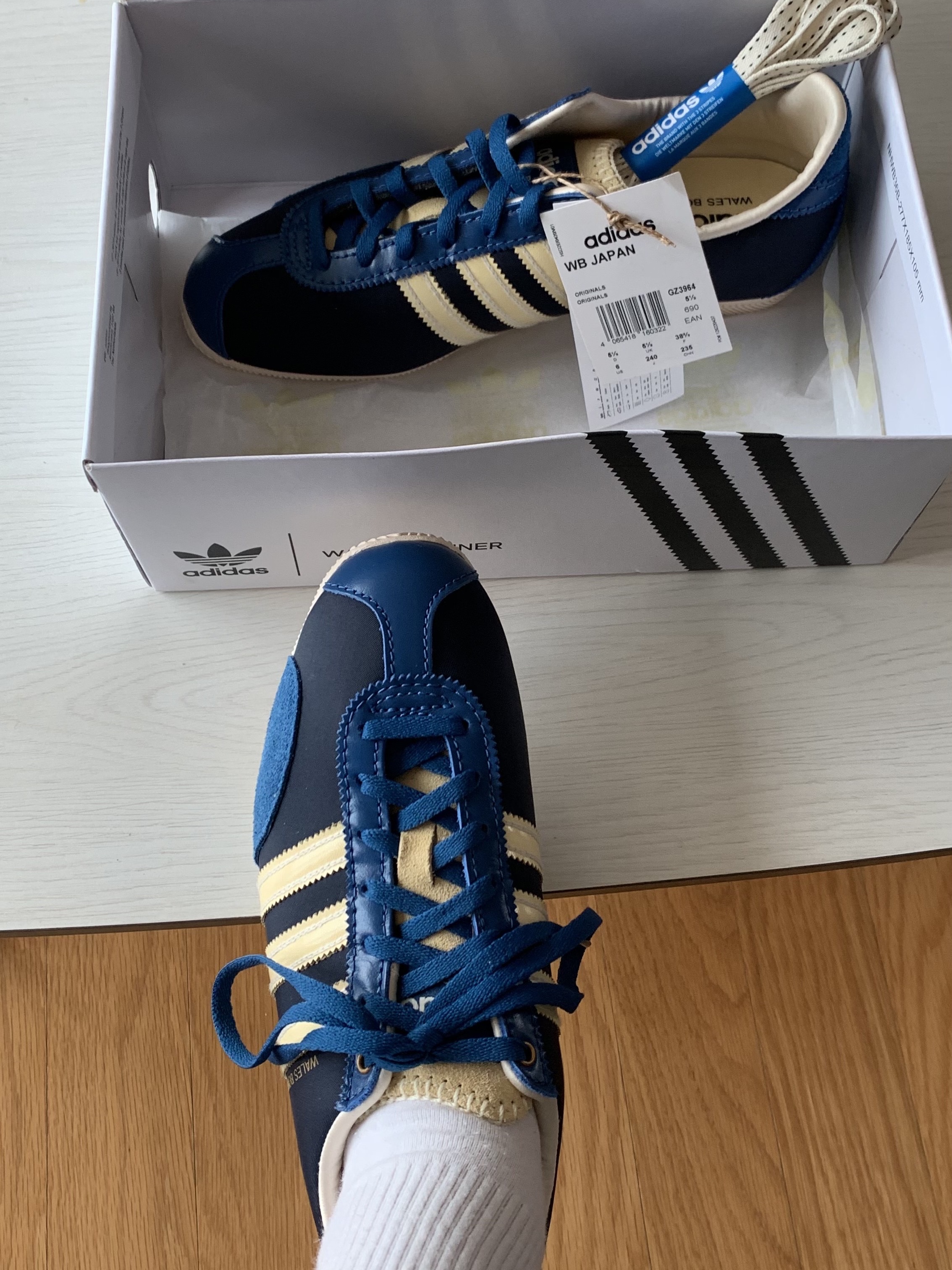 Adidas x Wales Bonner Japan Shoes Hazy Yellow Dark Brown, Adidas x Wales Bonner Japan Shoes Legend Ink 착용 스타일 - 1