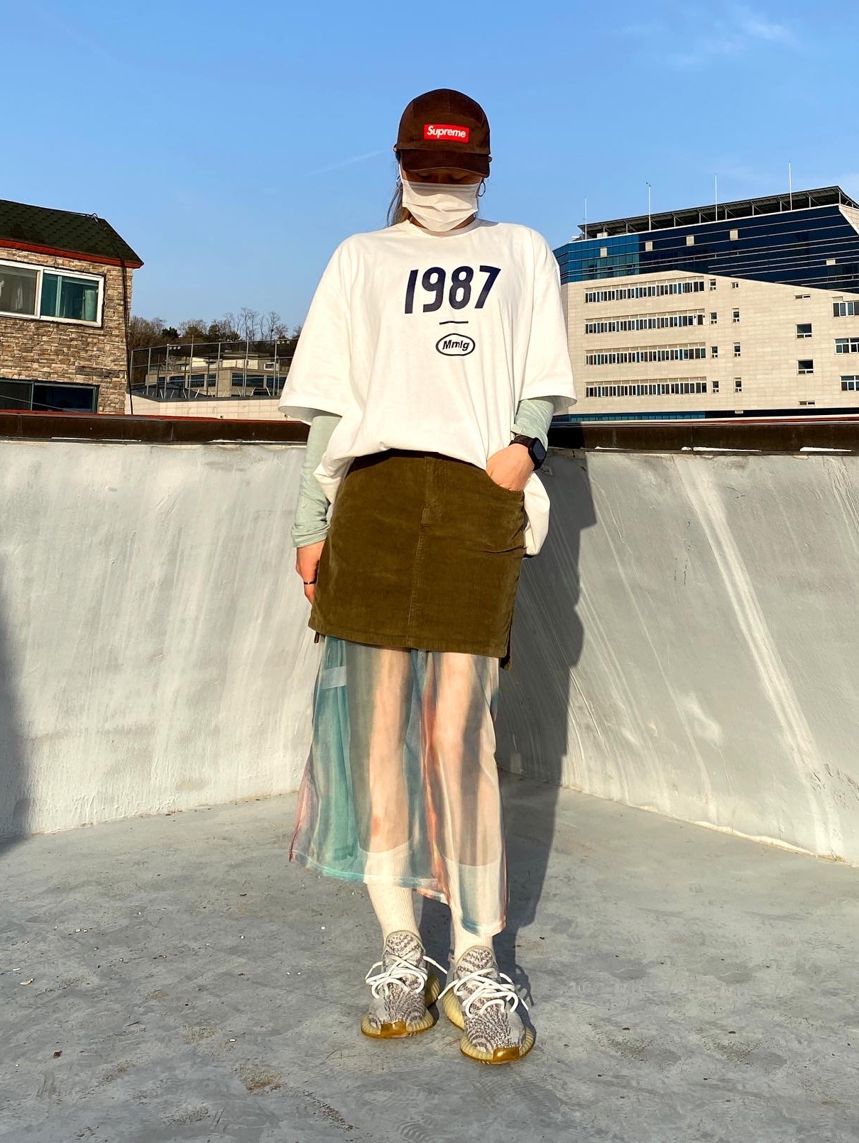 Supreme Washed Chino Twill Camp Cap Brown - 21FW, Adidas Yeezy Boost 350 V2 Blue Tint 2017 착용 스타일 - 2
