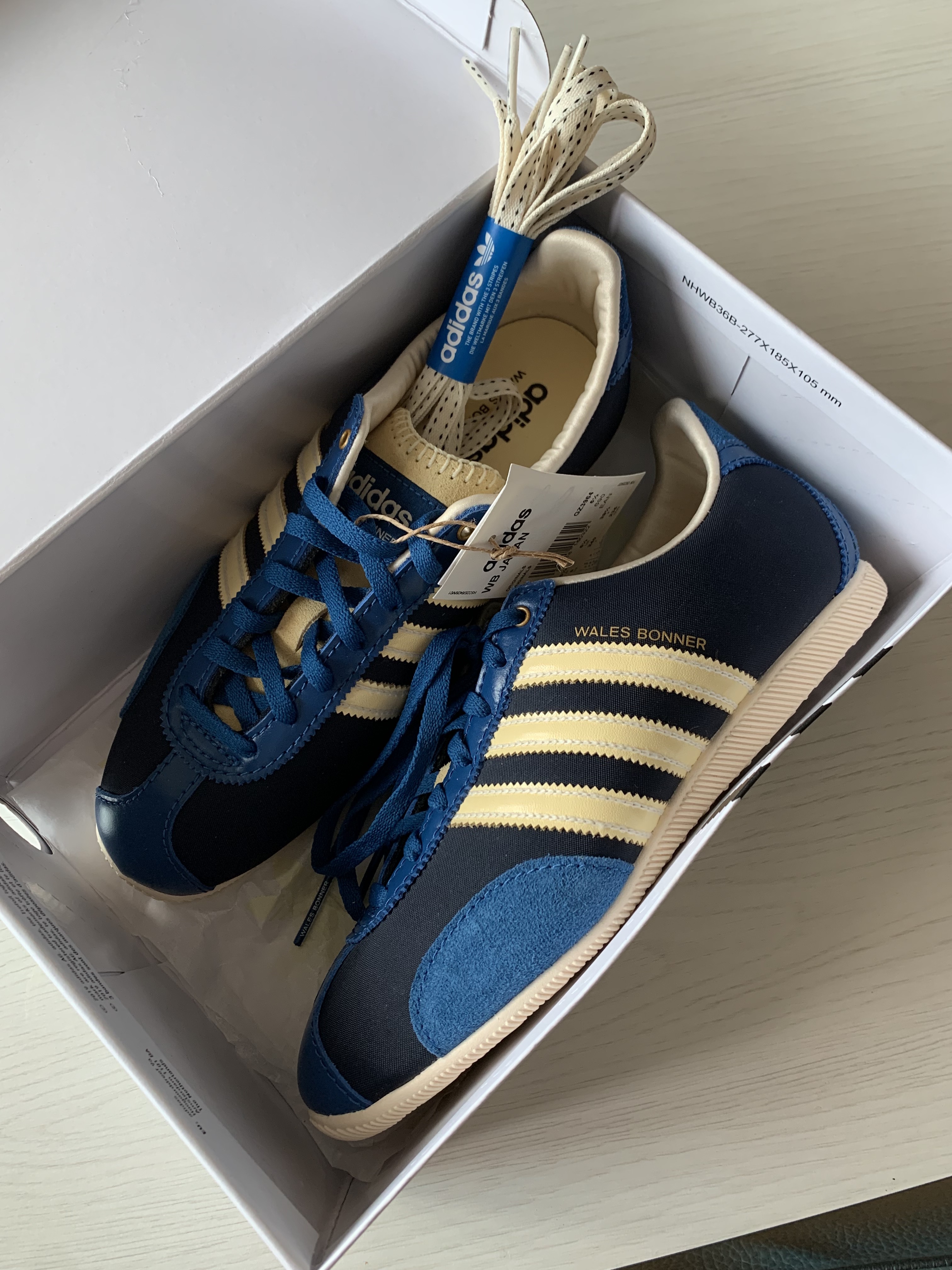 Adidas x Wales Bonner Japan Shoes Hazy Yellow Dark Brown, Adidas x Wales Bonner Japan Shoes Legend Ink 착용 스타일 - 2