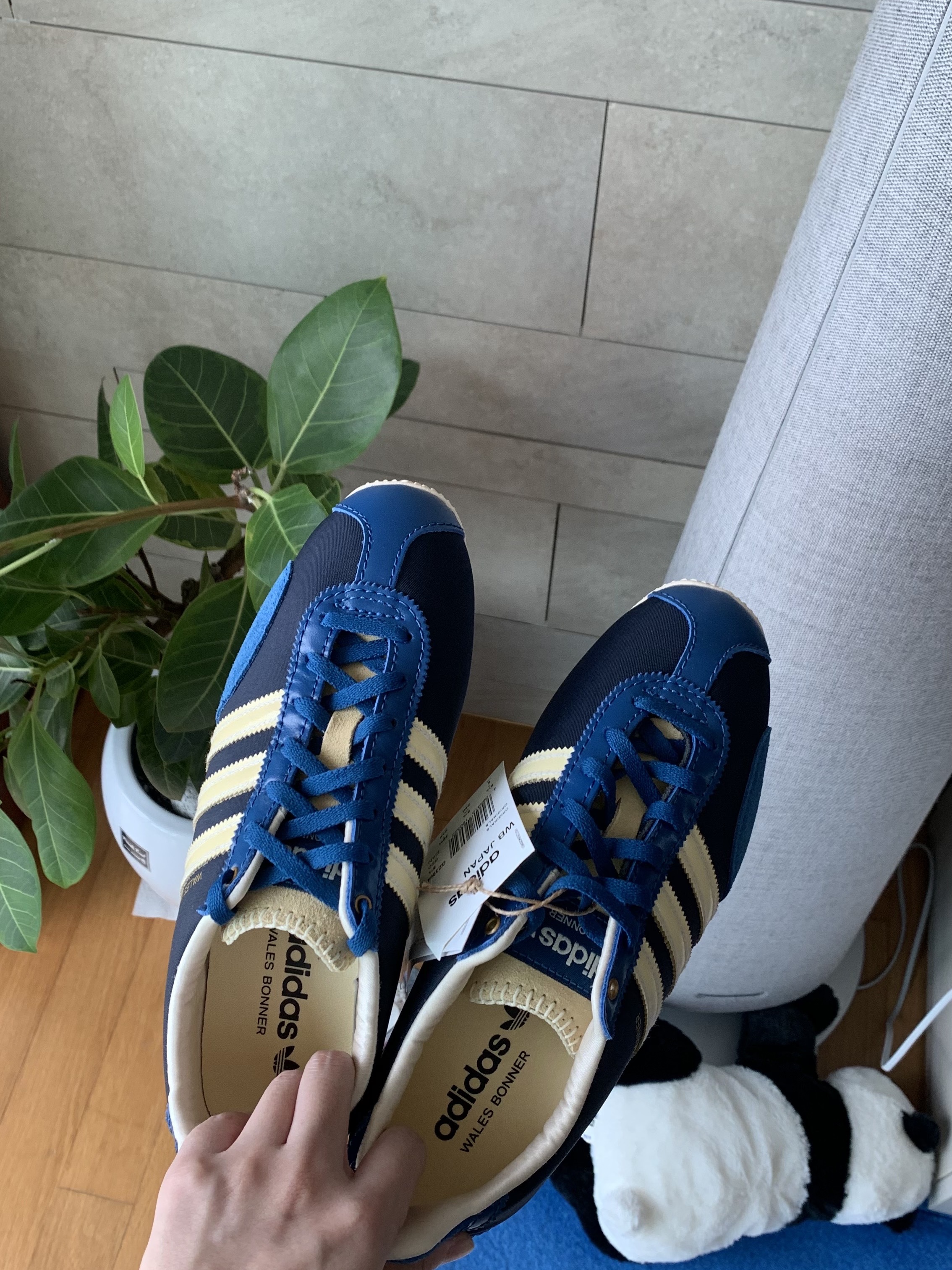 Adidas x Wales Bonner Japan Shoes Hazy Yellow Dark Brown, Adidas x Wales Bonner Japan Shoes Legend Ink 착용 스타일 - 3