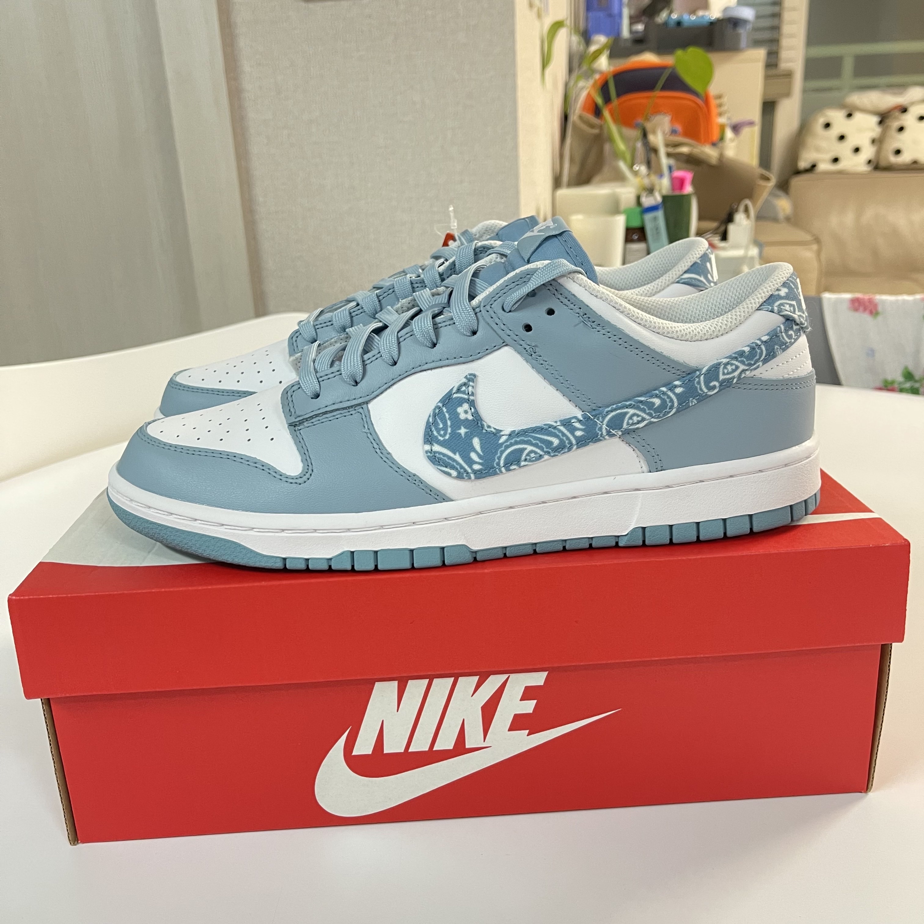 (W) Nike Dunk Low Essential Blue Paisley 착용 스타일 - 4