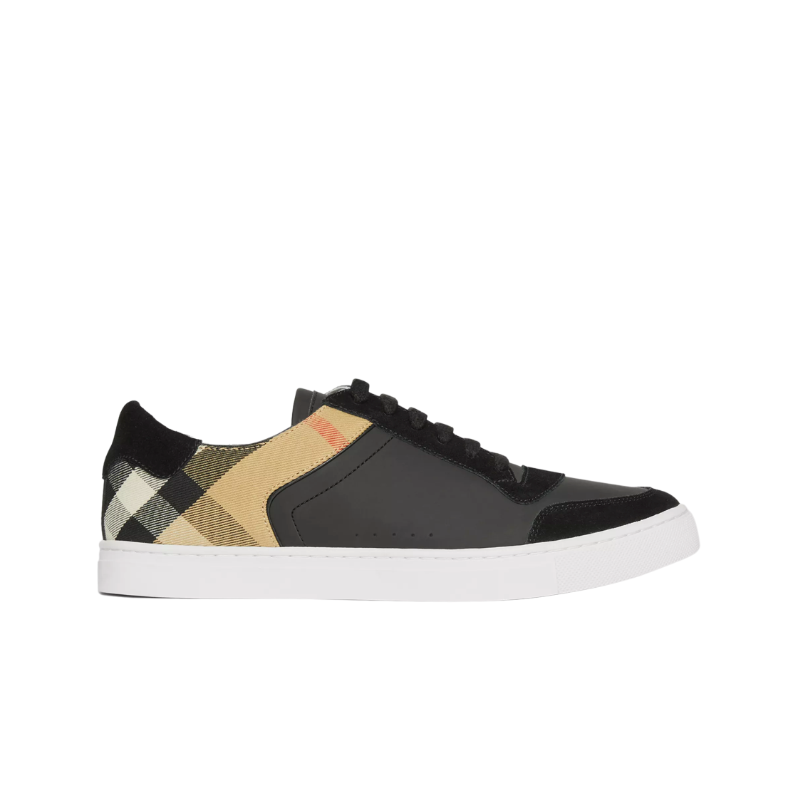 버버리 레더 스웨이드 하우스 체크 코튼 스니커즈 블랙(Burberry Leather Suede House Check Cotton Sneakers Black)