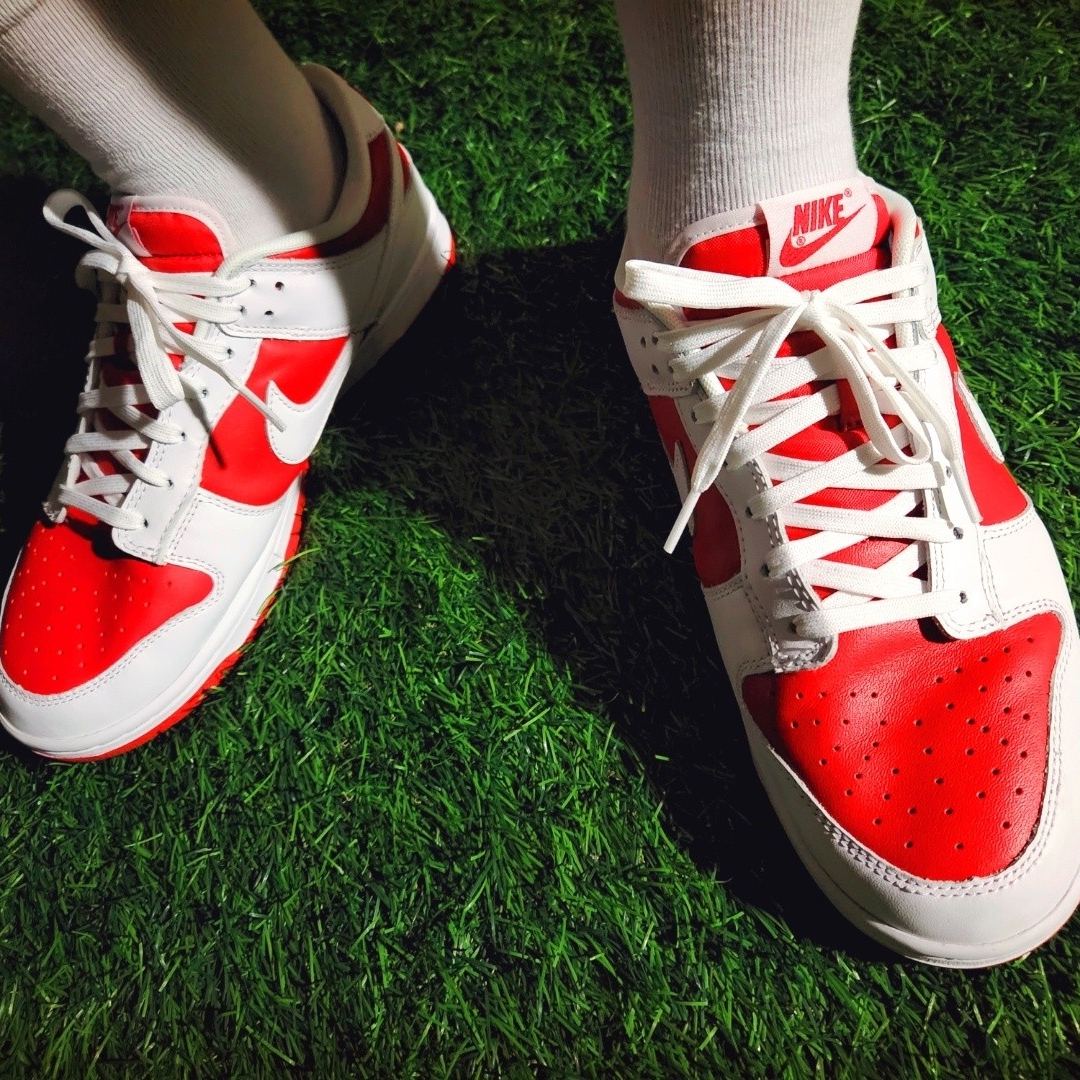 Nike Dunk Low Retro Championship Red 착용 스타일 - 4