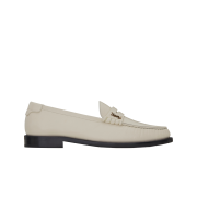 Saint Laurent Le Loafer Monogram Penny Slippers in Smooth Leather Pearl