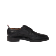 (W) Thom Browne Pebble Grain Leather Lightweight Rubber Sole Longwing Brogue Loafer Black
