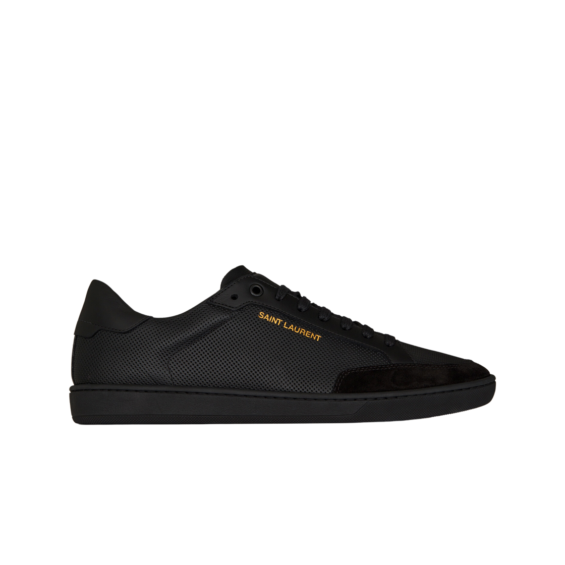 생로랑 퍼포레이티드 레더 스웨이드 코트 클래식 SL/10 스니커즈 블랙(Saint Laurent Court Classic SL/10 Sneakers in Perforated Leather and Suede Black) - 1