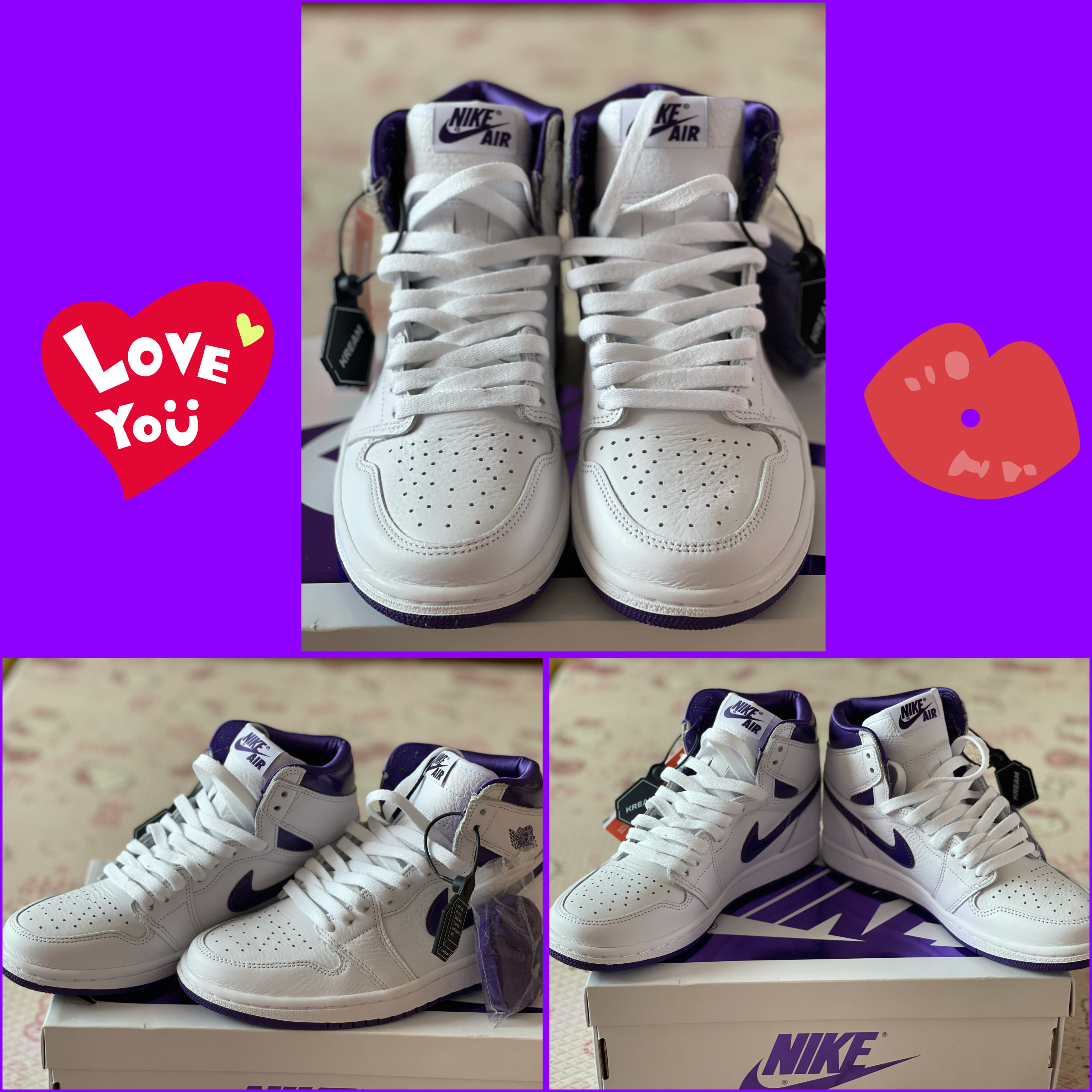 (W) Jordan 1 Retro High Tie-Dye, (W) Jordan 1 High OG Court Purple 착용 스타일 - 2