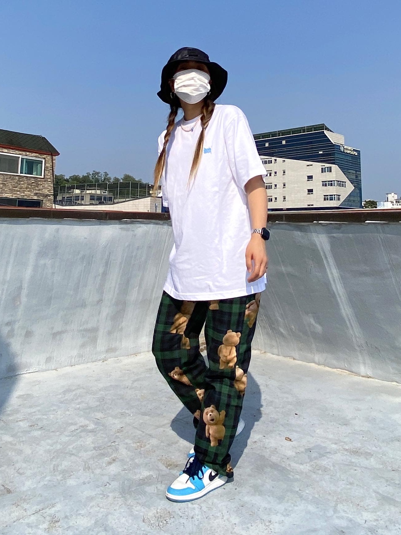 (GS) Jordan 1 Low Dark Powder Blue 착용 스타일 - 2