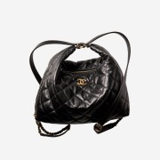 Chanel Maxi Hobo Bag Lambskin & Gold Black