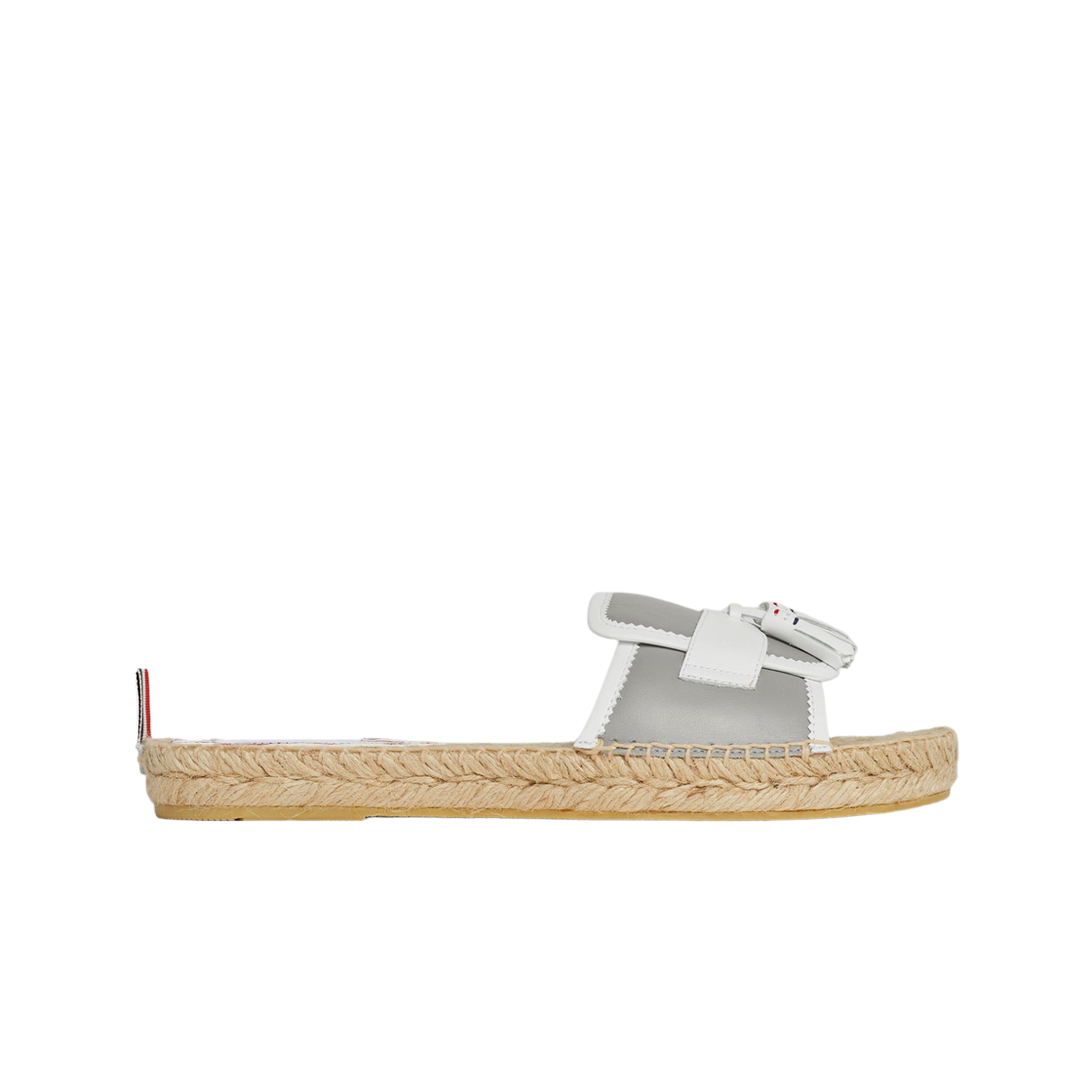 (W) 톰브라운 비텔로 카프 레더 태슬 에스파드리유 로퍼 샌들 그레이 화이트((W) Thom Browne Vitello Calf Leather Tassel Espadrille Loafer Sandal Grey White) - 1