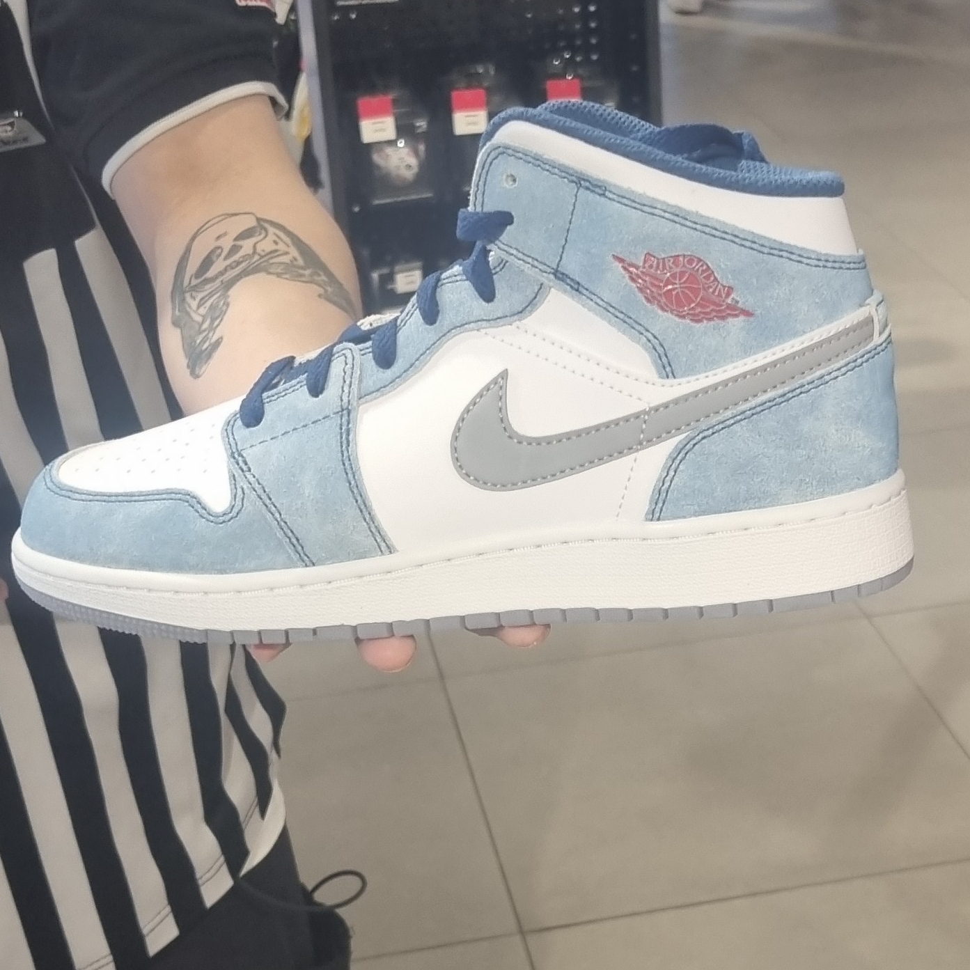 (GS) Jordan 1 Mid SE French Blue Fire Red 착용 스타일