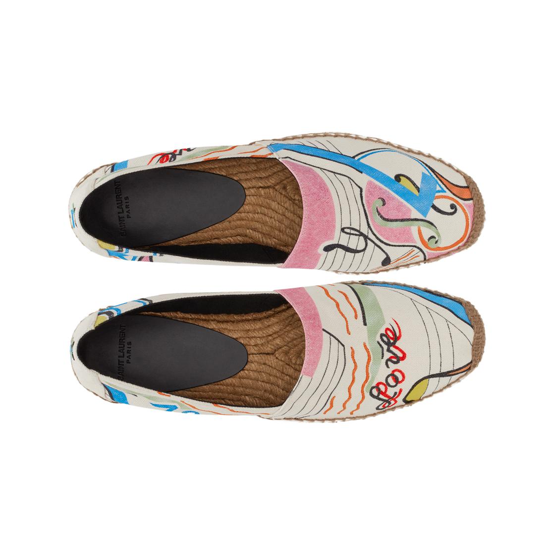 (W) 생로랑 러브 1980 프린트 캔버스 자수 에스파드리유 멀티컬러((W) Saint Laurent Embroidered Espadrilles in Love 1980-Pint Print Canvas Multicolor) - 2
