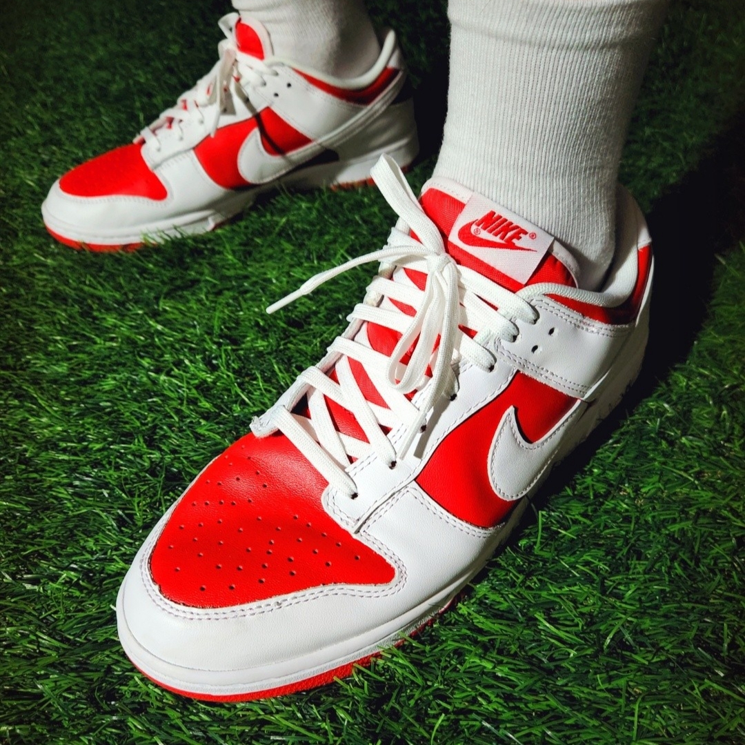 Nike Dunk Low Retro Championship Red 착용 스타일 - 5